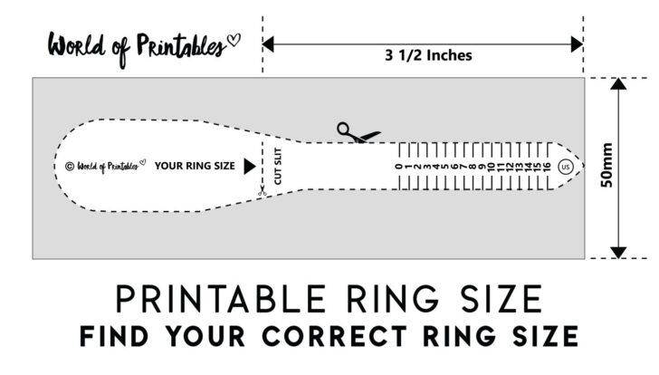 Ring Size Chart Printable A4