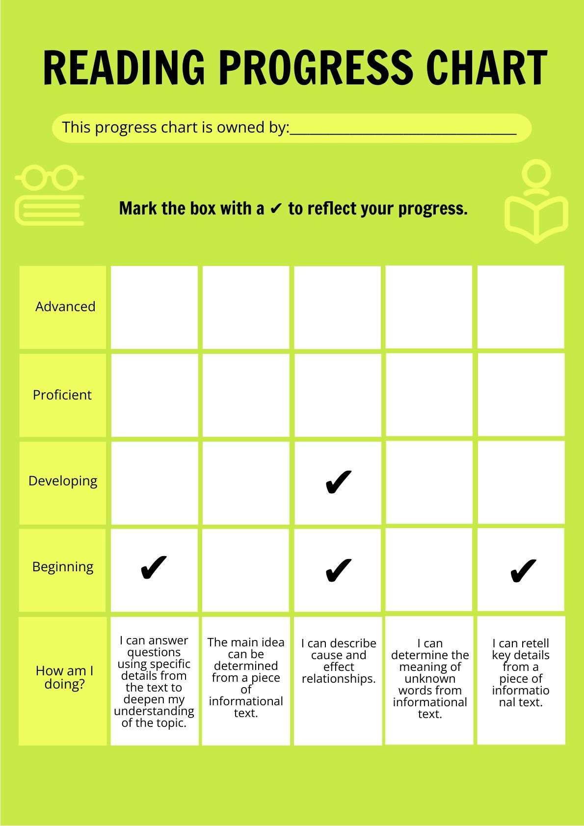 Reading Progress Chart In Illustrator, Pdf - Download | Template pertaining to All About Reading Progress Chart Printable