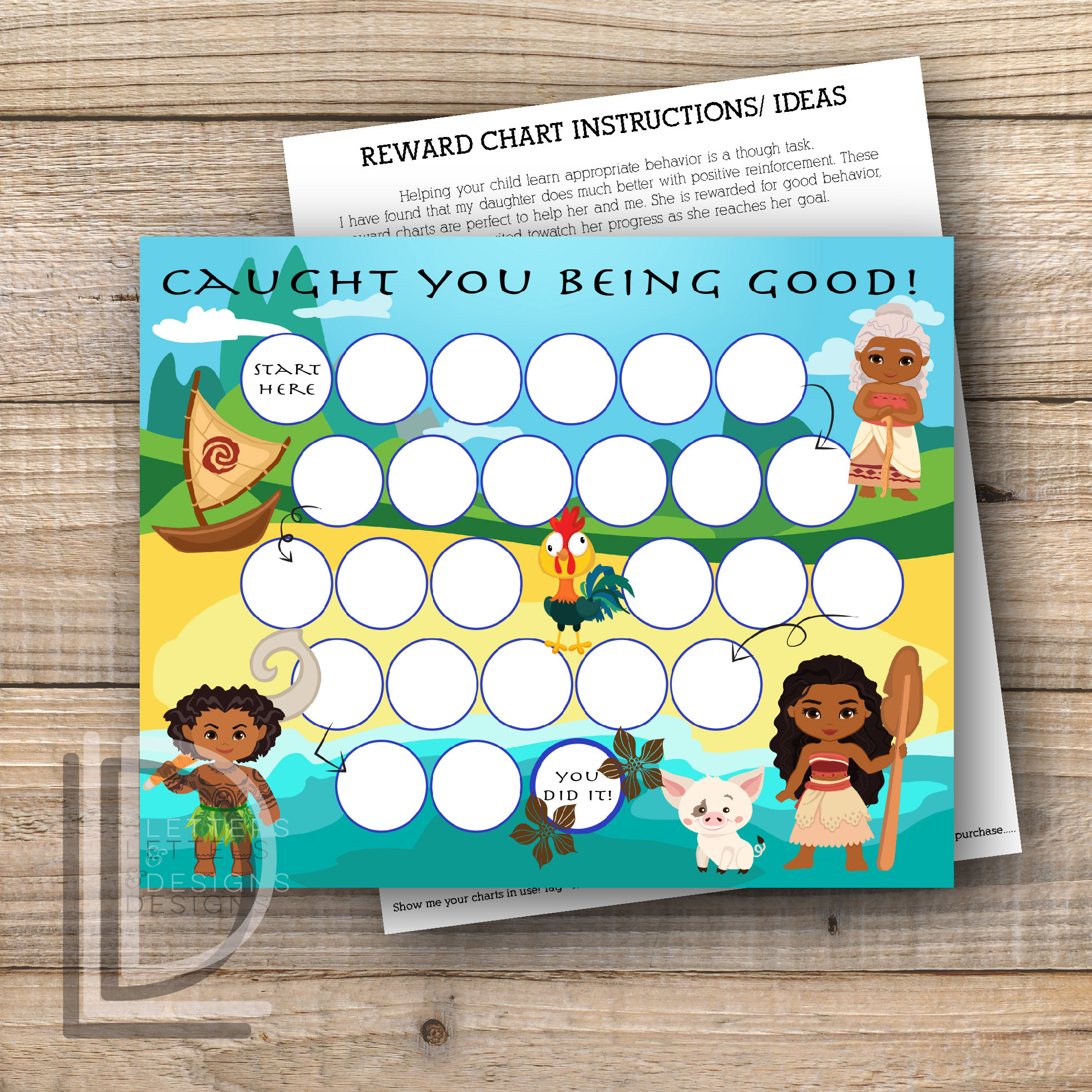 Reward Chart - Moana Reward Chart - Printable - Instant Download intended for Moana Reward Chart Printable