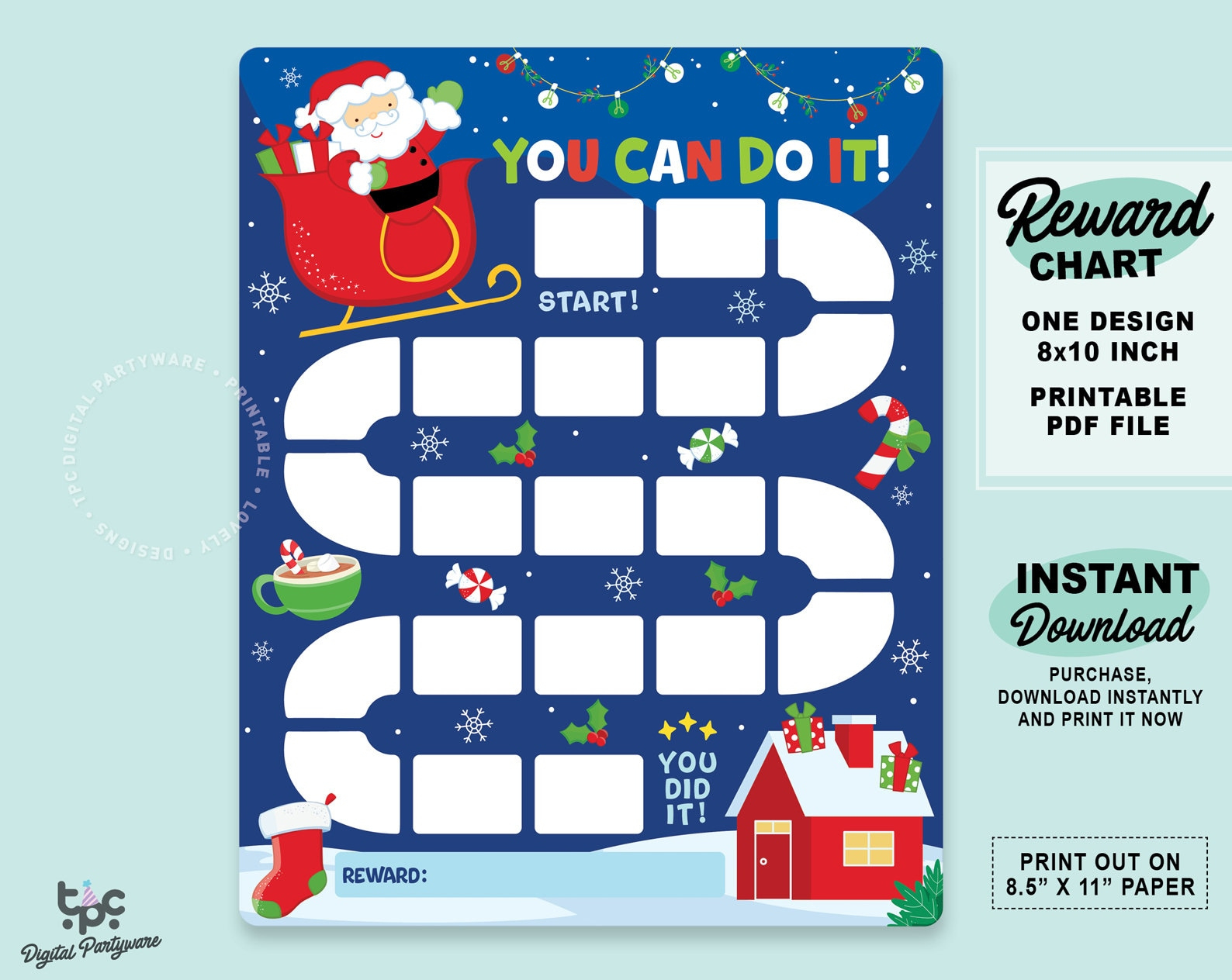 Santa Reward Chart | Printable Behavior Chart | Holidays Calendar inside Christmas Reward Chart Printable