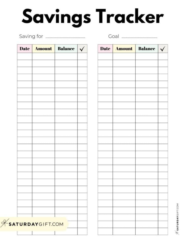 Money Saving Chart Printable Free