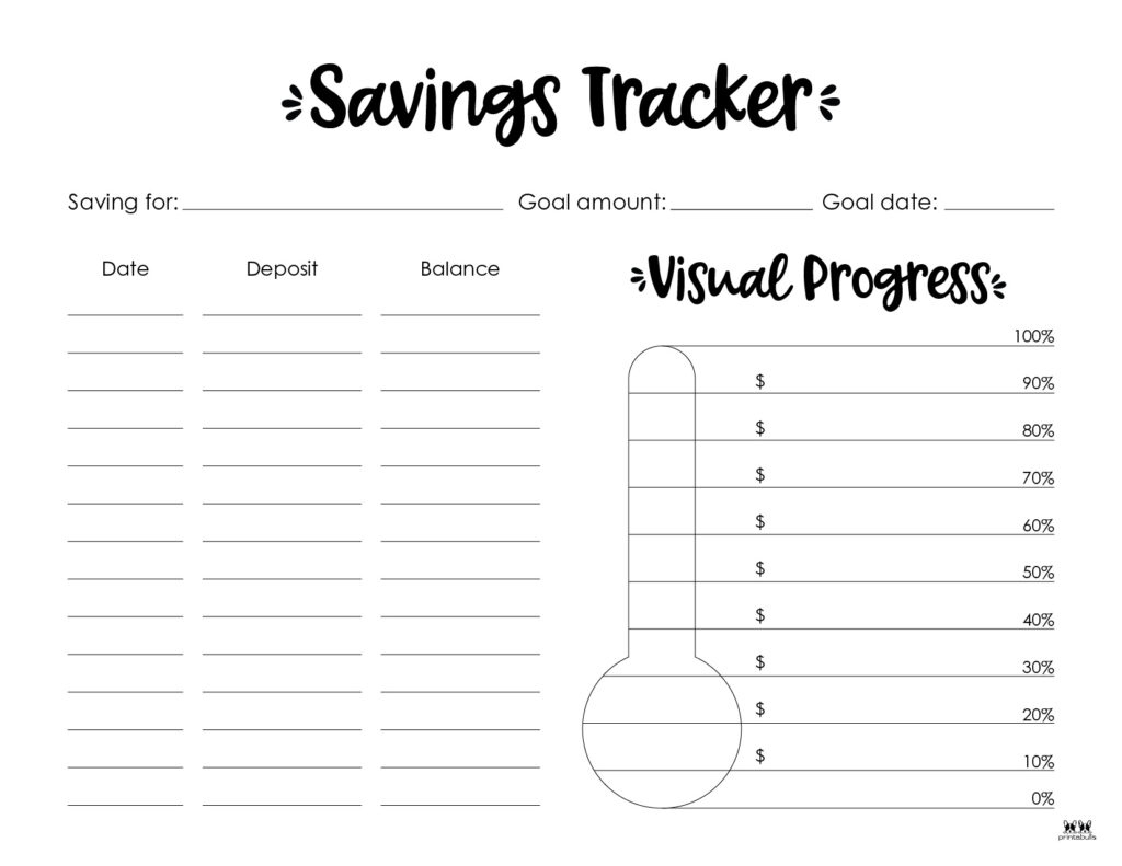 Savings Trackers - 27 Free Printables | Printabulls throughout Savings Chart Printable Free
