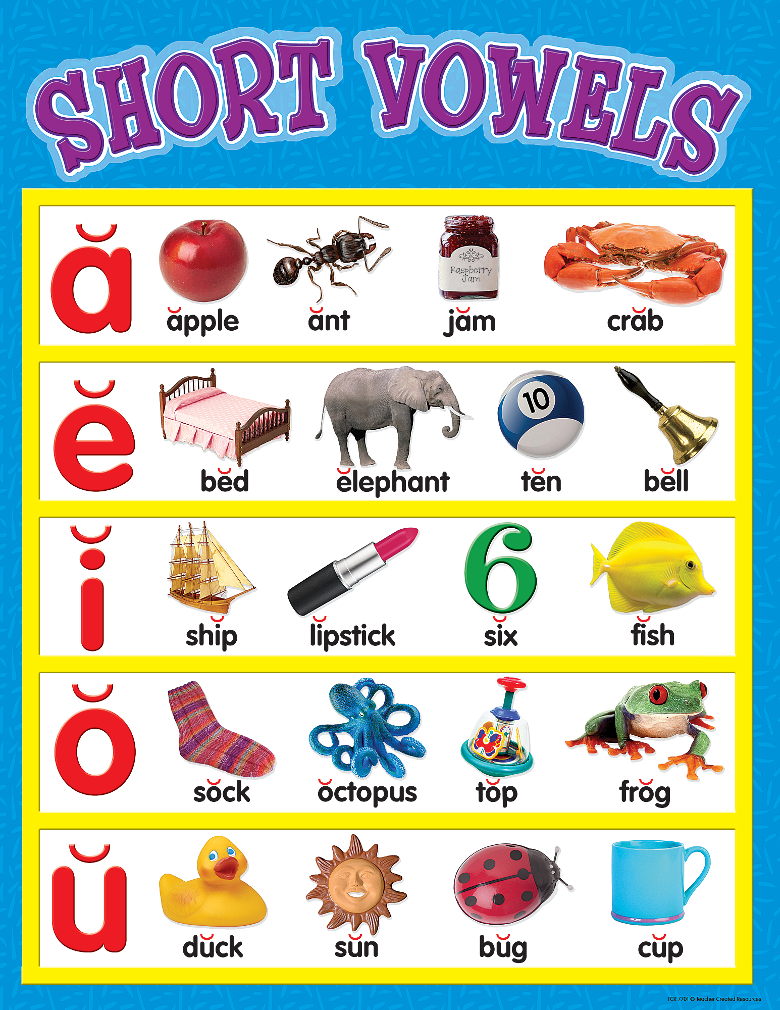 Short Vowels Chart - Tcr7701 | Teacher Created Resources pertaining to Vowel Chart Printable