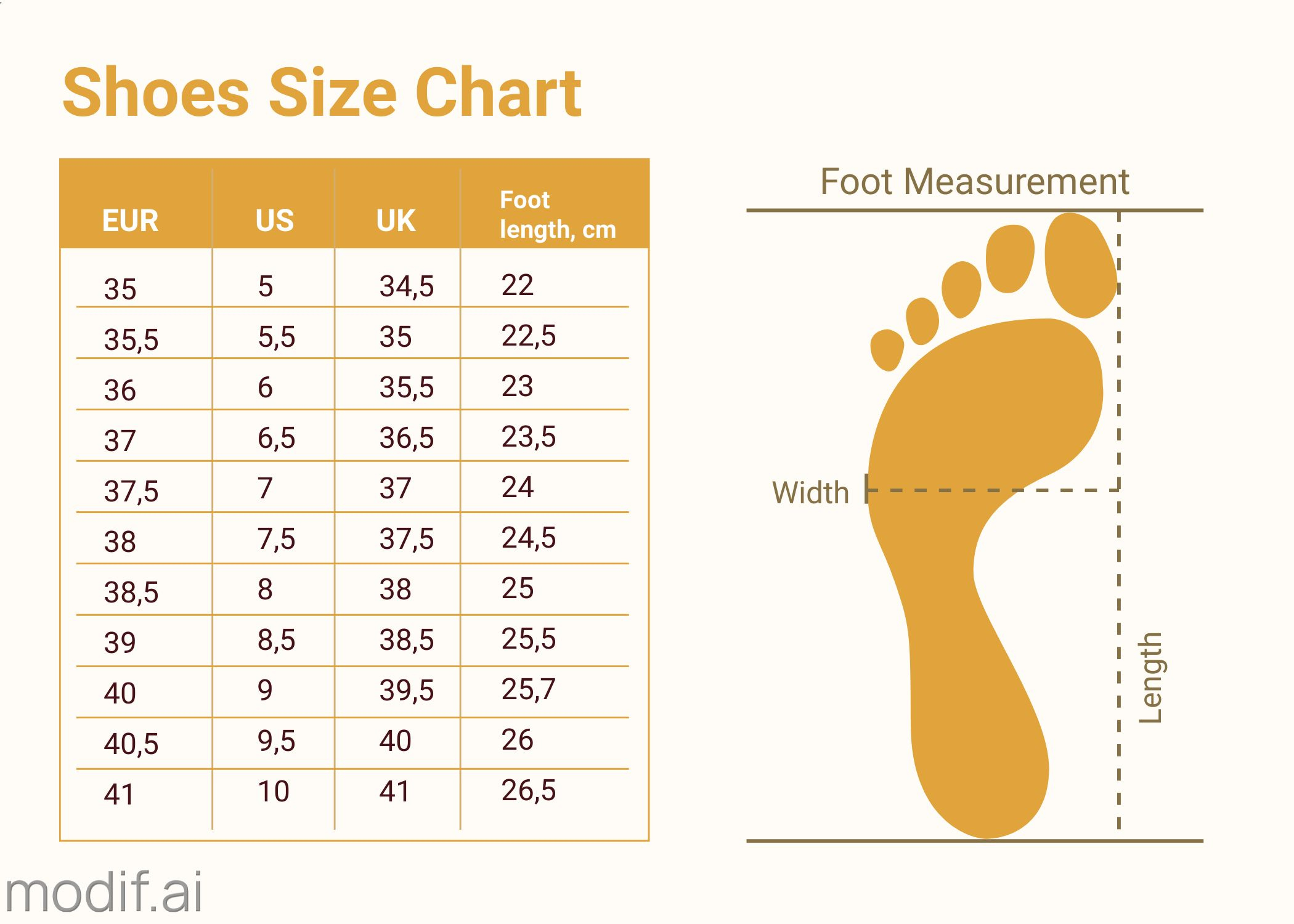 Size Table Chart Template For Shoes - Mediamodifier inside Shoe Chart Printable