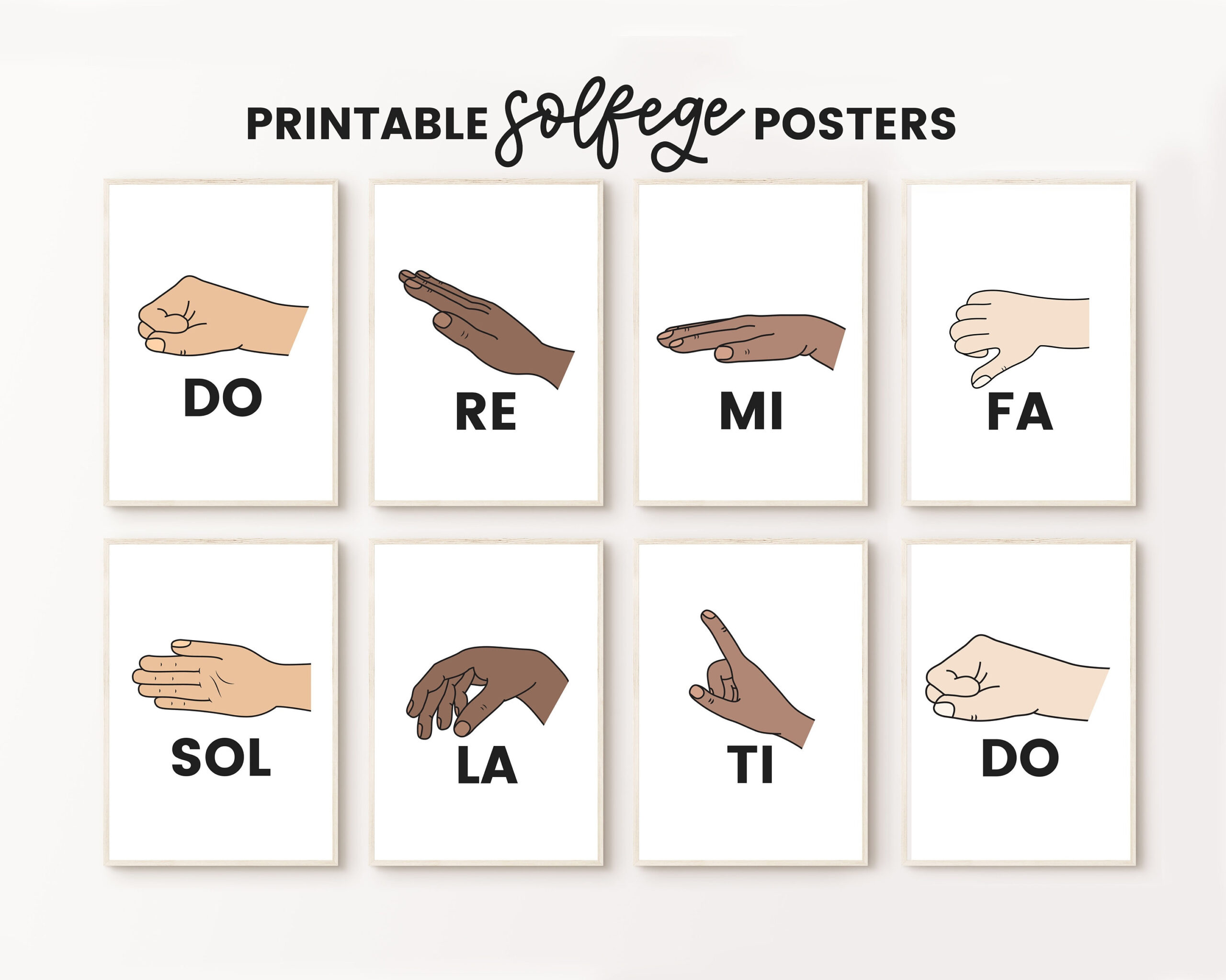Solfege Hand Sign, Solfege Poster, Music Class Poster, Music inside Solfege Chart Printable