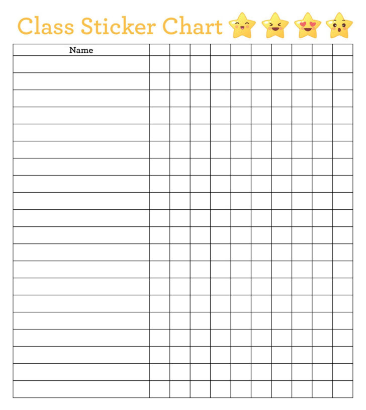 Classroom Sticker Chart Printable