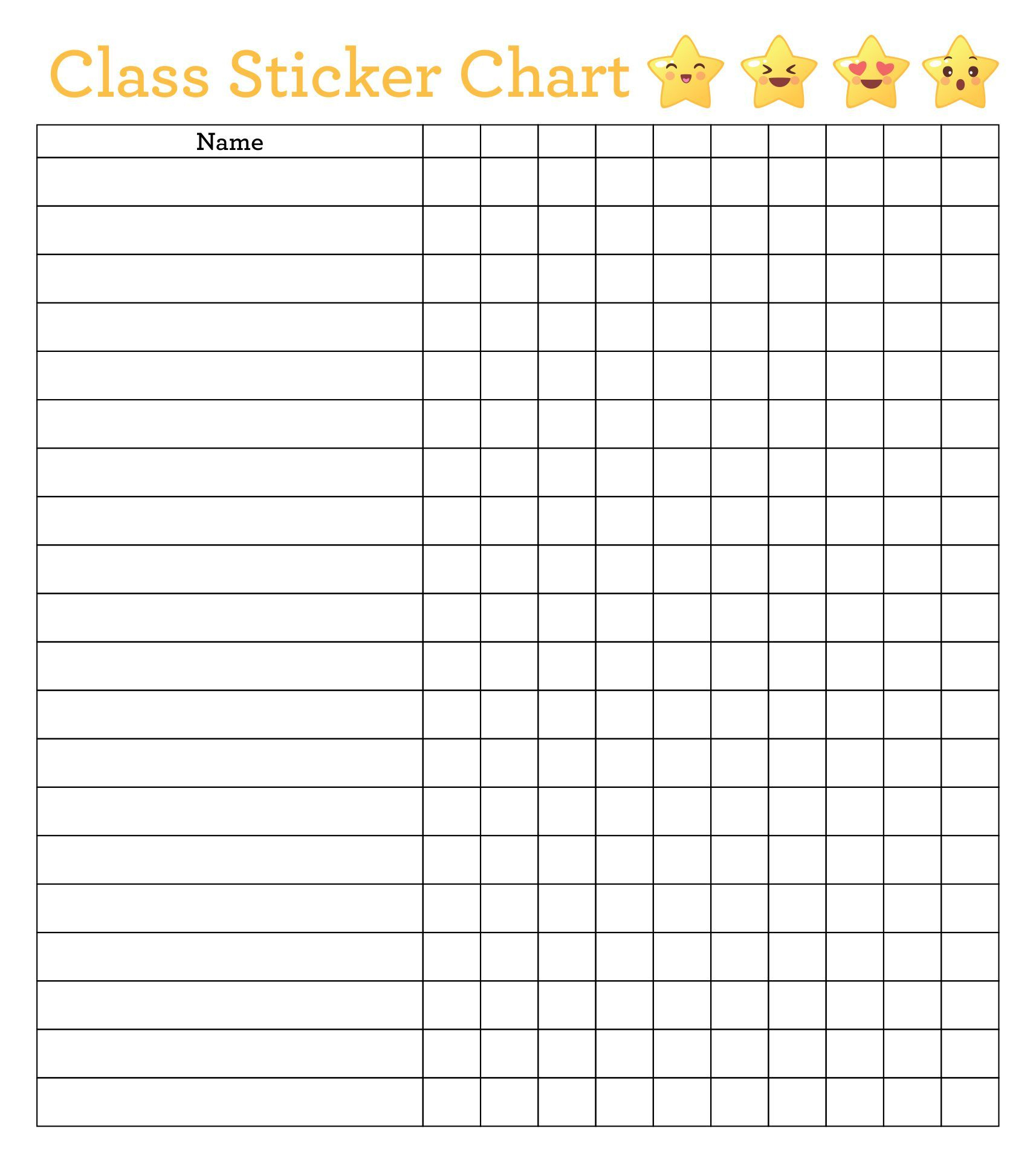 Sticker Charts - 10 Free Pdf Printables | Printablee inside Classroom Sticker Chart Printable