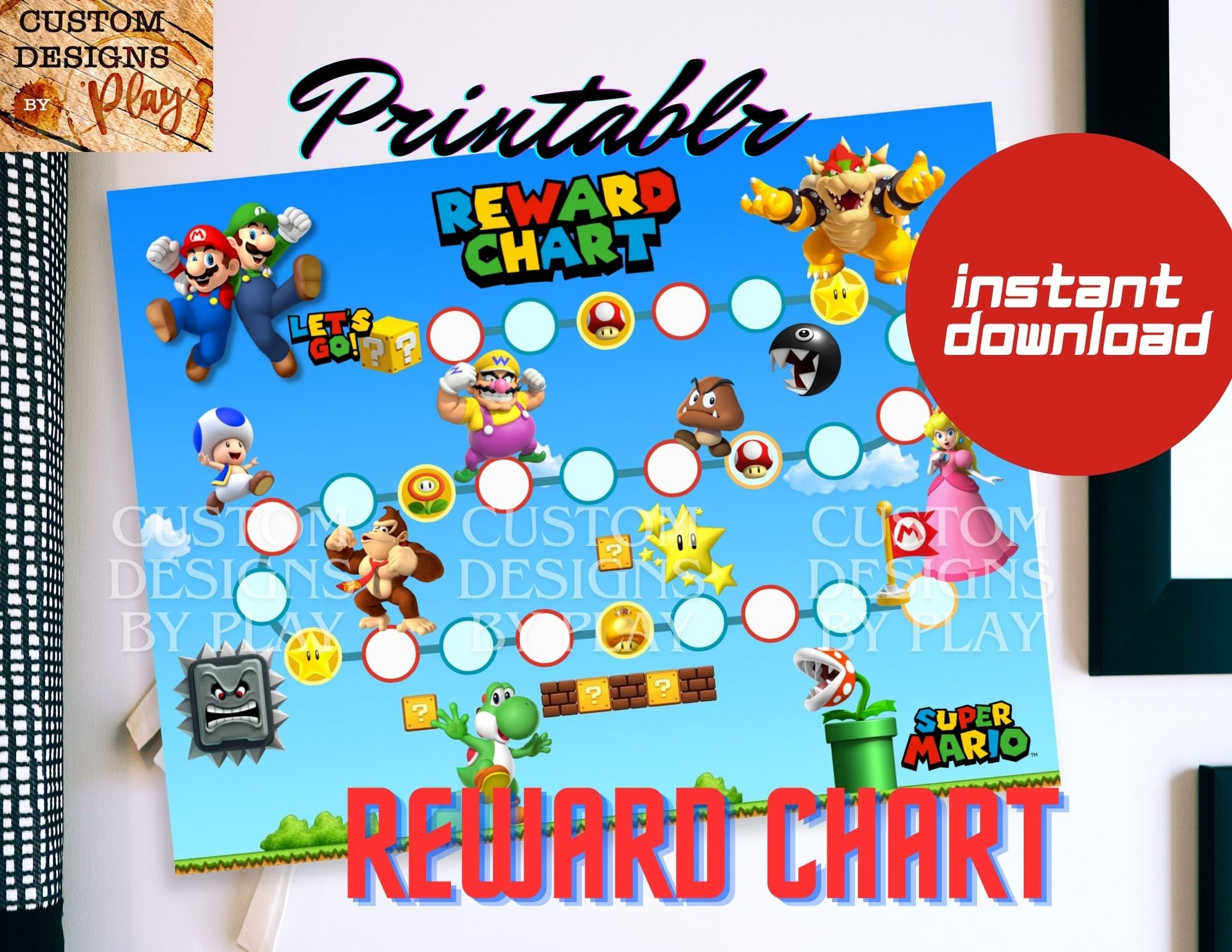 Super Mario Printable Reward Chart, Potty Training Chart, Digital intended for Super Mario Reward Chart Printable