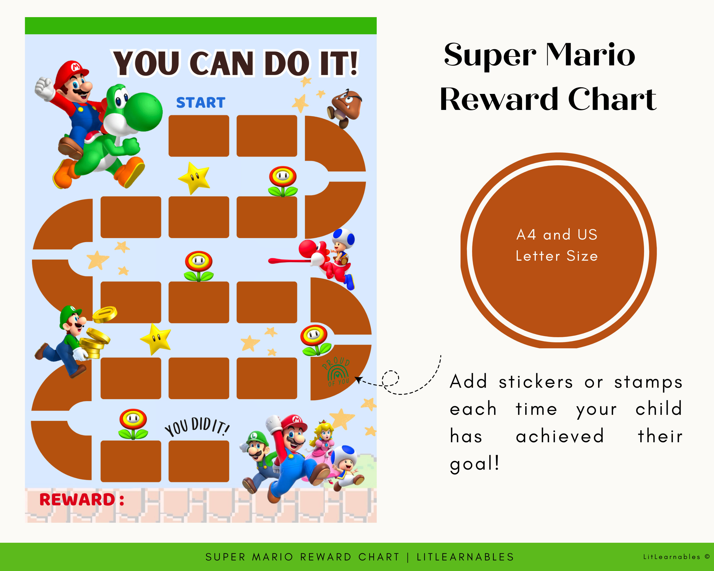 Super Mario Reward Chart | Editable| Toddler Reward Chart for Super Mario Reward Chart Printable