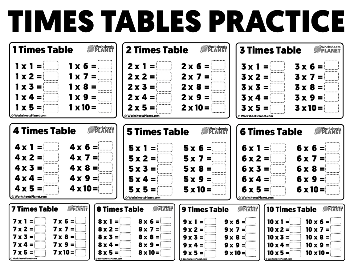 Times Tables Practice Worksheets | Ready To Print pertaining to Multiplication Chart Printable Practice