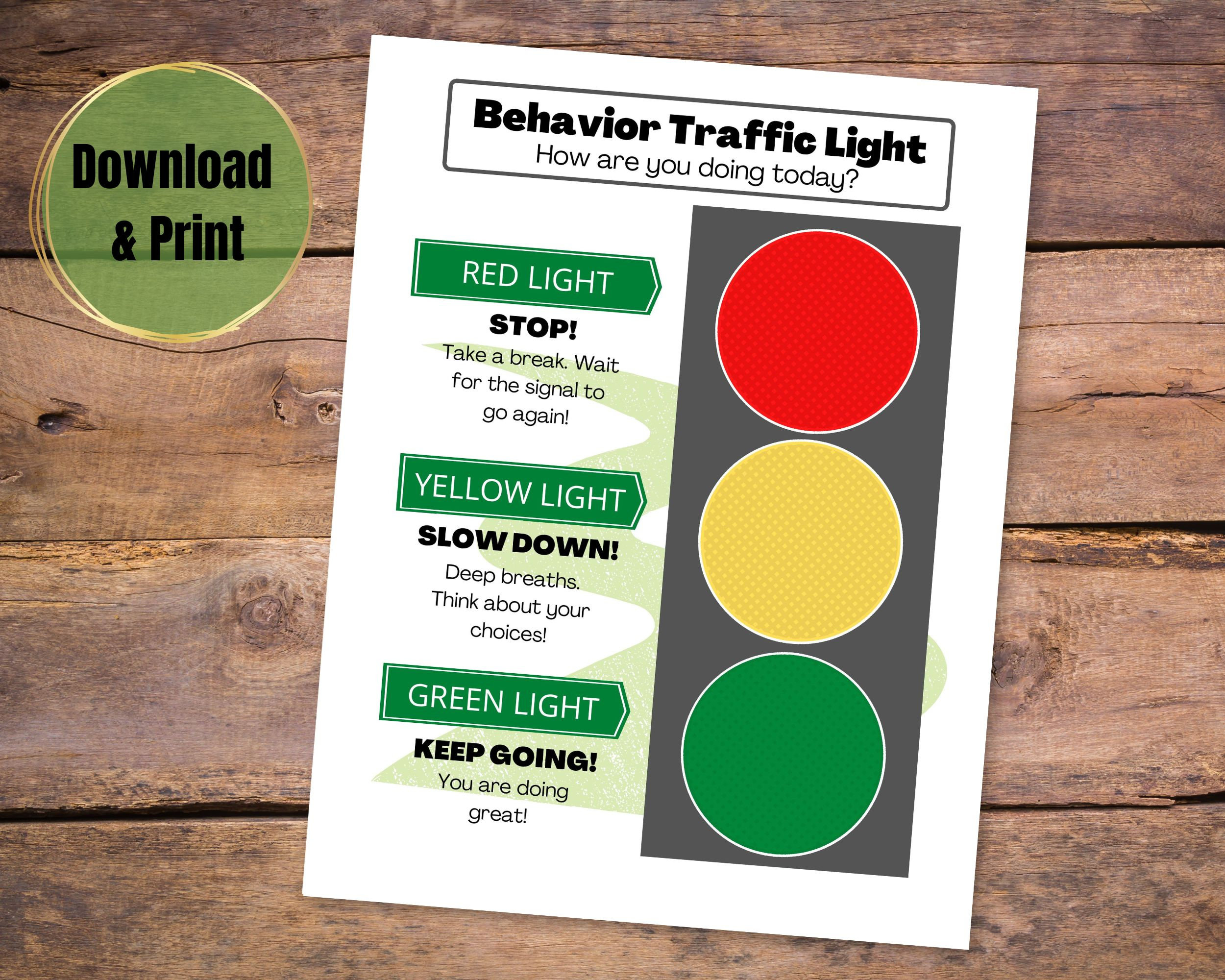 Traffic Light Behavior Chart, Printable Behavior Chart For Kids - Etsy with regard to Red Yellow Green Behavior Chart Printable