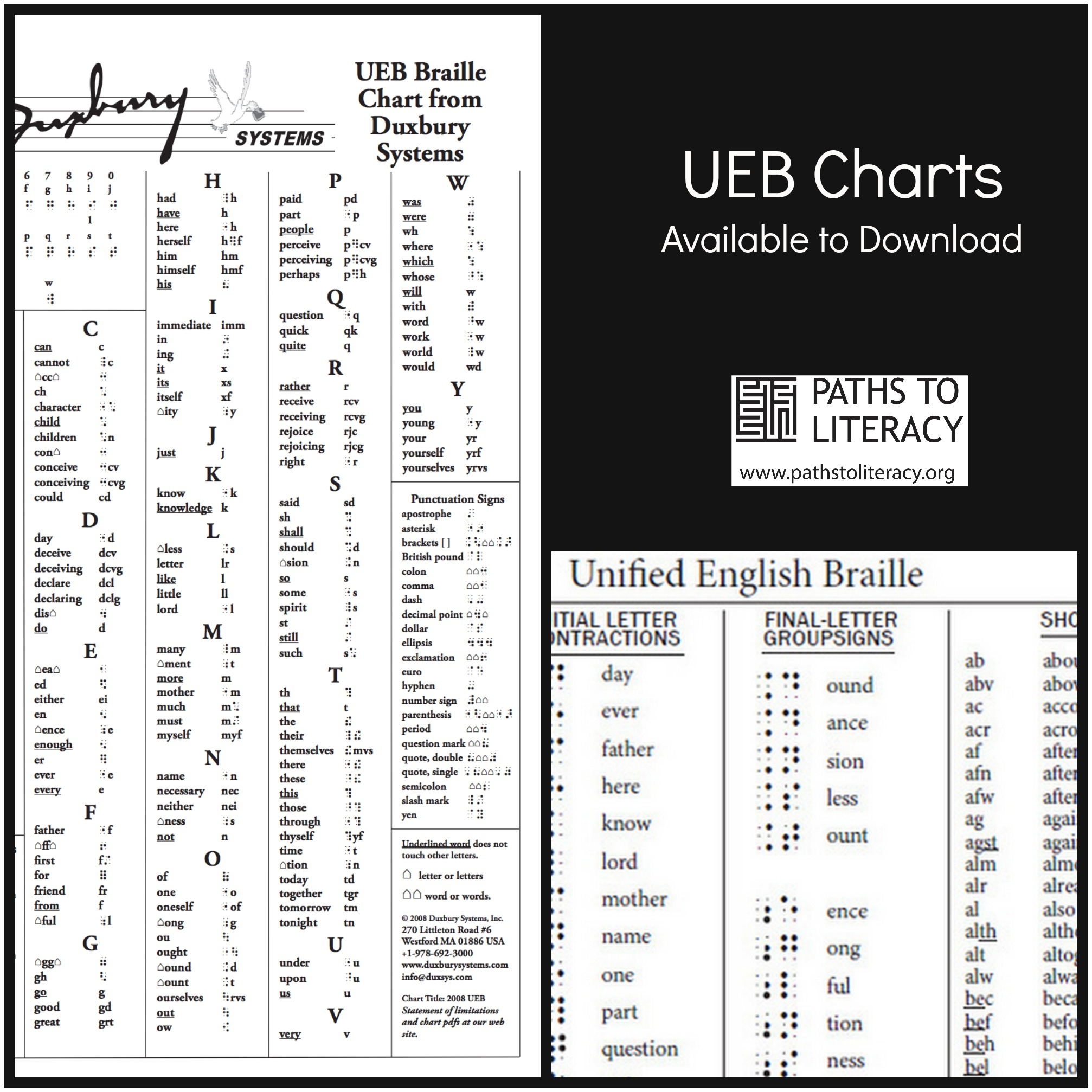 Ueb Symbol Charts Available To Download – Paths To Literacy intended for Braille Chart Printable