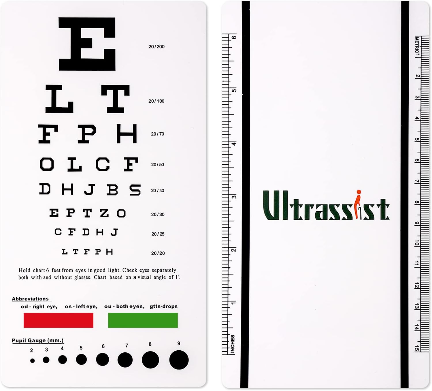 Ultrassist Pocket-Sized Eye Testing Chart For Visual Acuity India for Hand Held Snellen Chart Printable