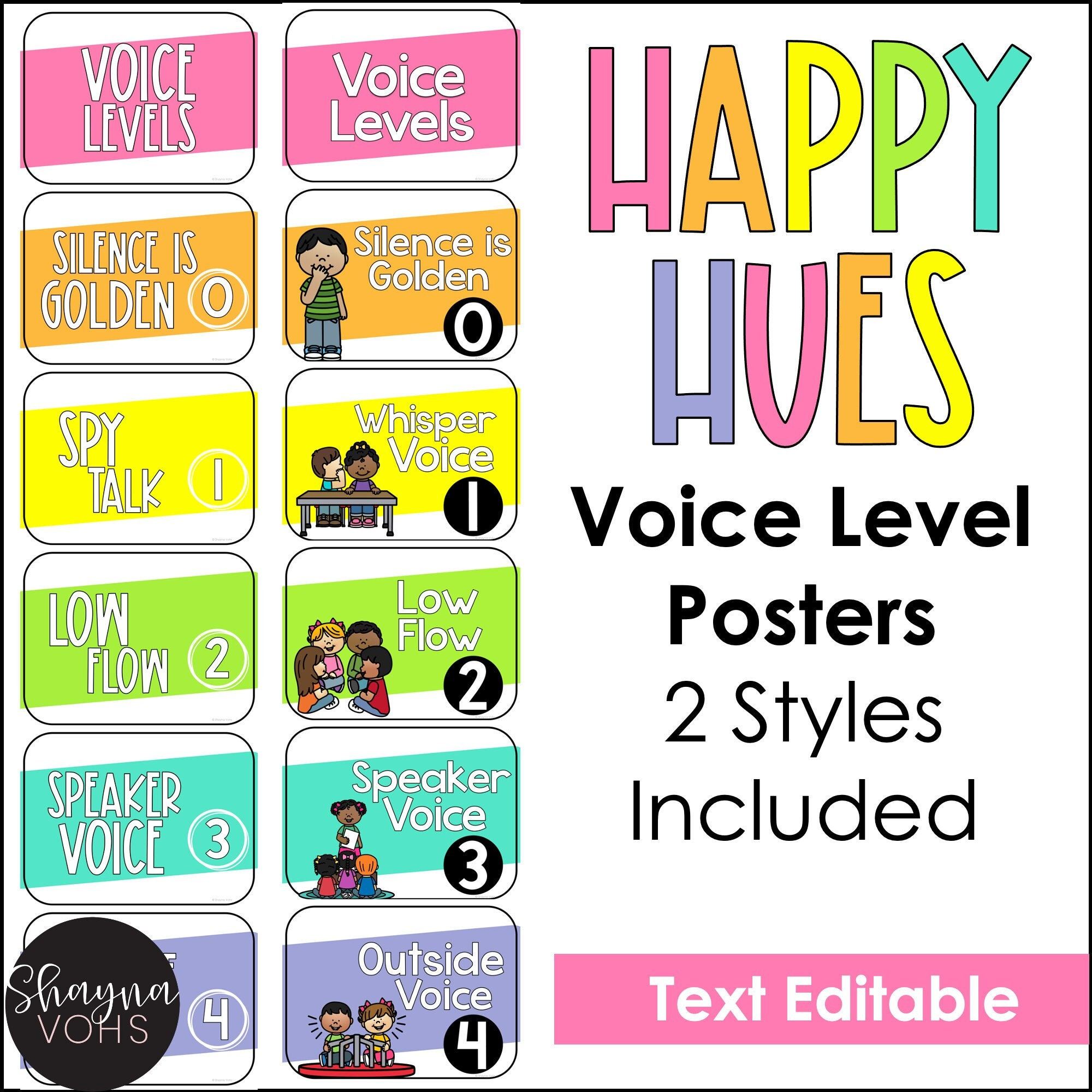 Voice Level Posters Classroom, Voice Level Chart, Bright Rainbow with regard to Classroom Volume Level Chart Printable