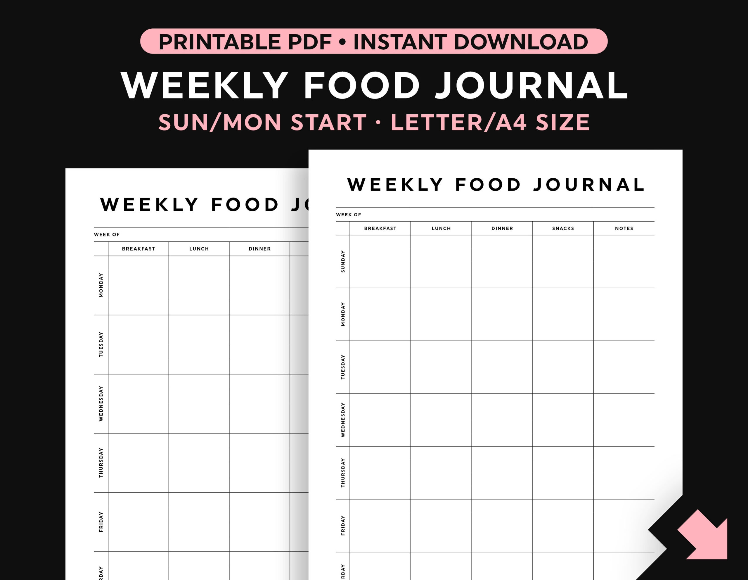 Weekly Food Planner Printable - Etsy Uk within Weekly Food Chart Printable
