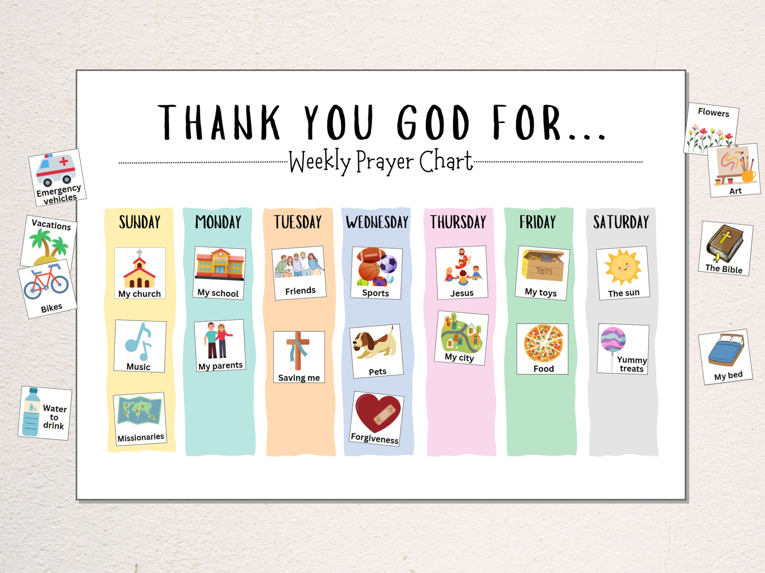 Weekly Prayer Chart For Kids And Preschoolers, Printable, Visual regarding Prayer Chart Printable