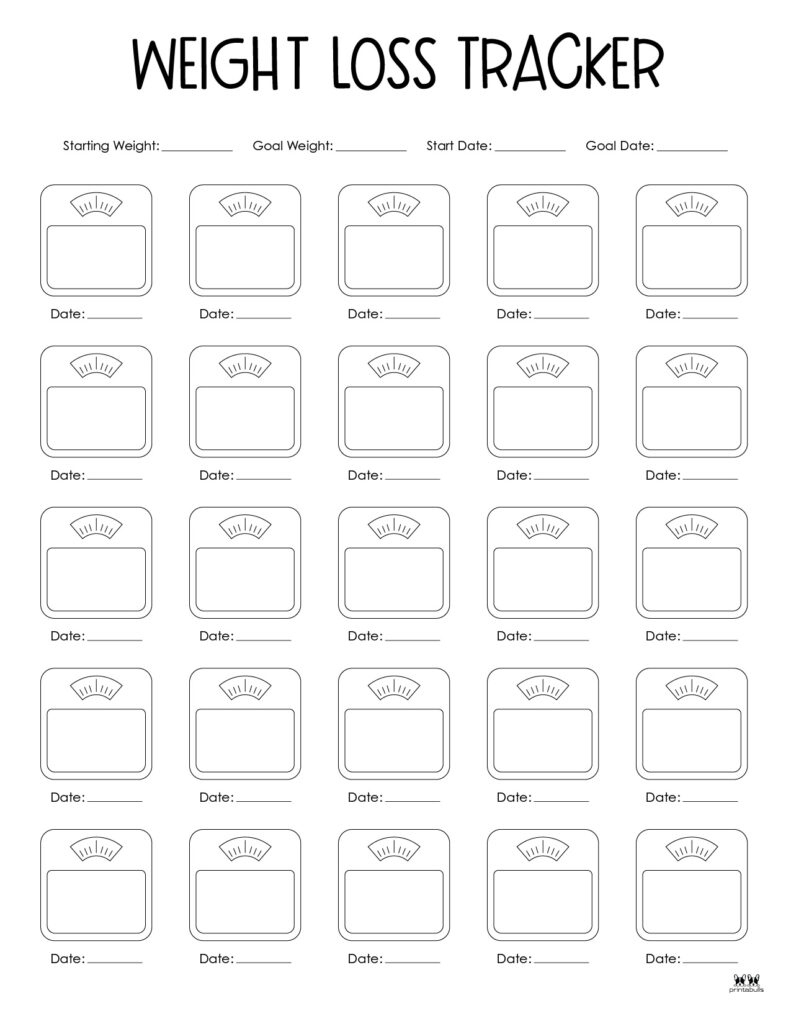 Weight Loss Trackers - 29 Free Printables | Printabulls with Weight Loss Goal Chart Printable