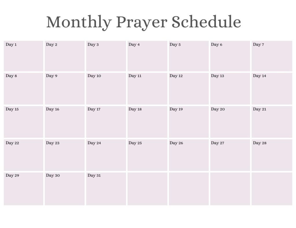 What To Pray - Printable Monthly Prayer Calendars for Prayer Chart Printable