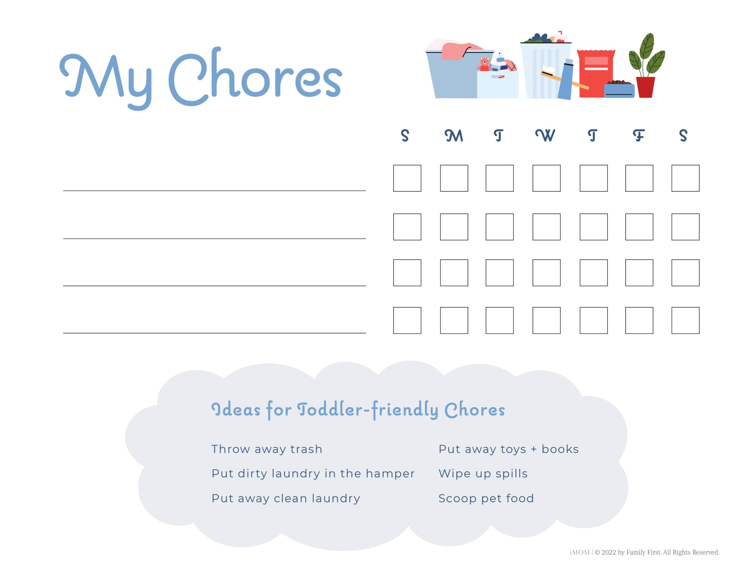 10 Free Printable Chore Charts - Imom in Picture Chore Chart Printable