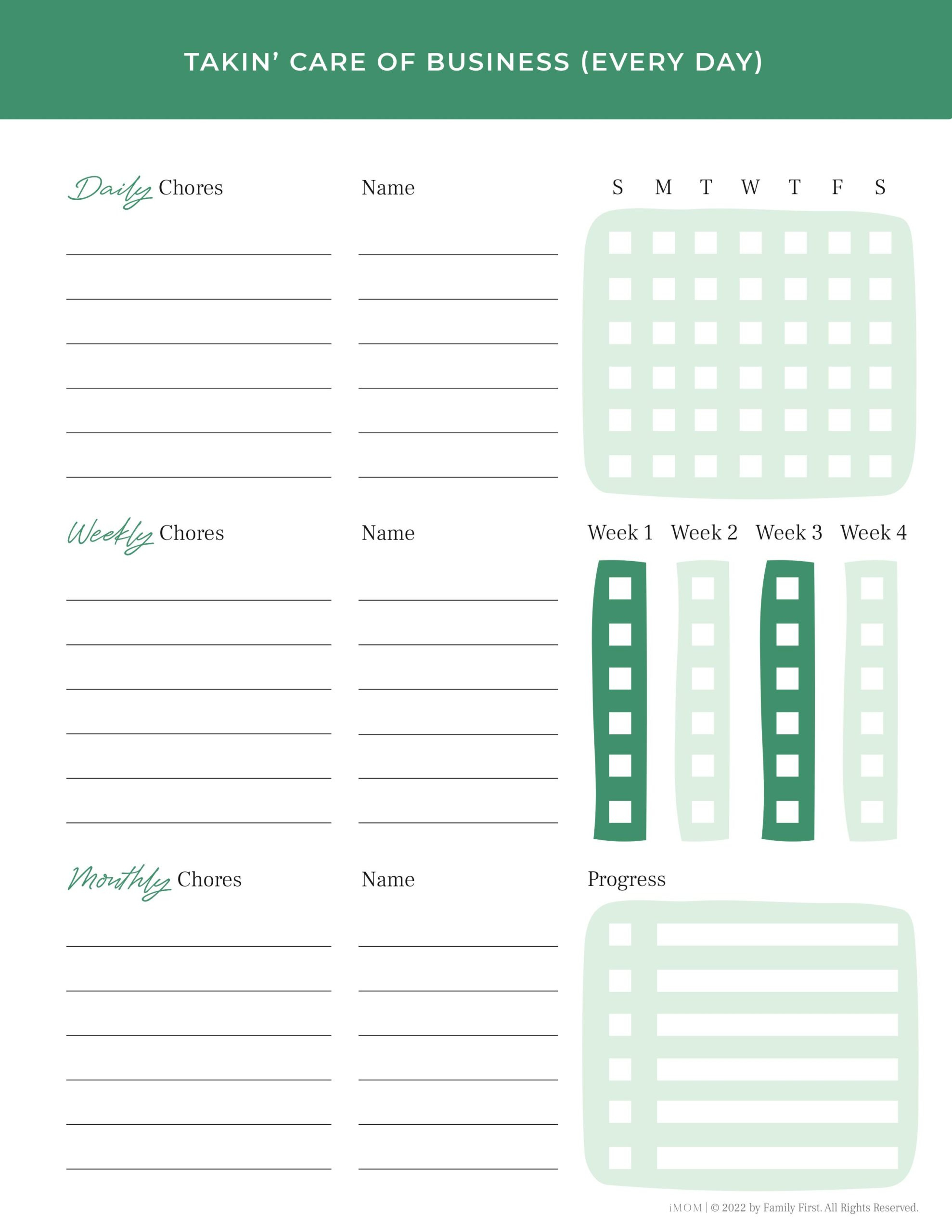 10 Free Printable Chore Charts - Imom intended for Family Chore Chart Printable Free