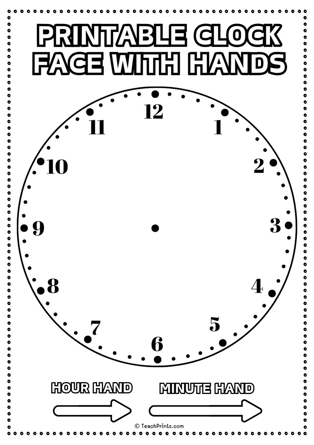 10 Free Printable Clock Face Worksheets - Teach Prints with Free Printable Clock Pattern
