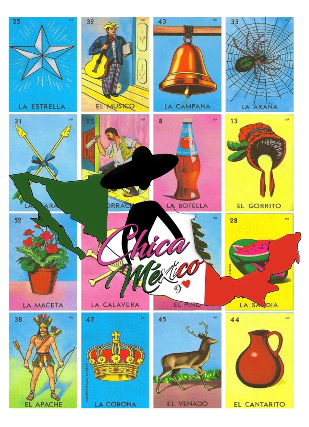 10 Printable Mexican Loteria Cards 5 X7 Inches 10 Cartas De with regard to Free Printable Loteria Cards