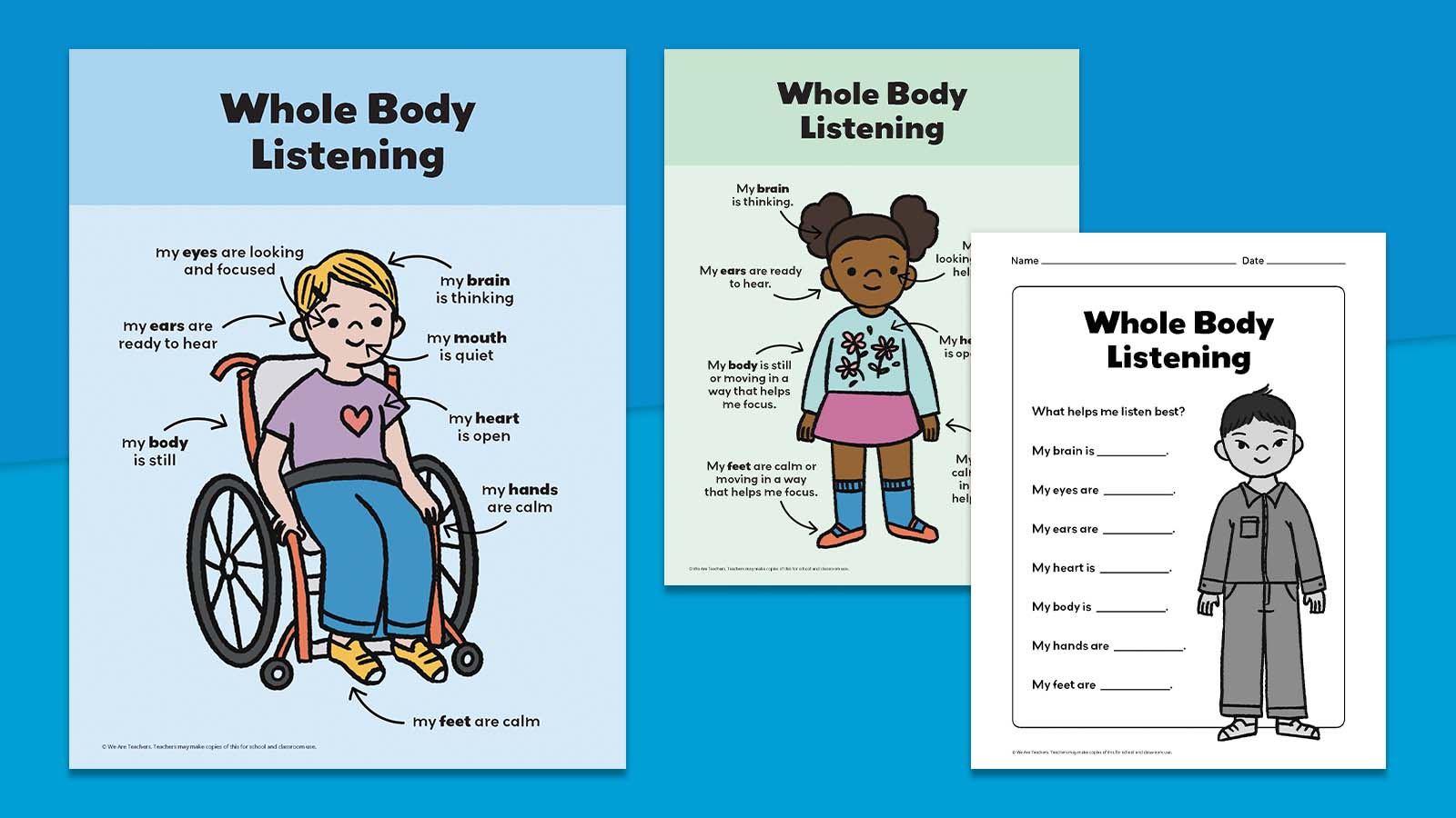 10 Unique Ways To Teach Whole Body Listening (Plus Free Poster) with Whole Body Listening Free Printables