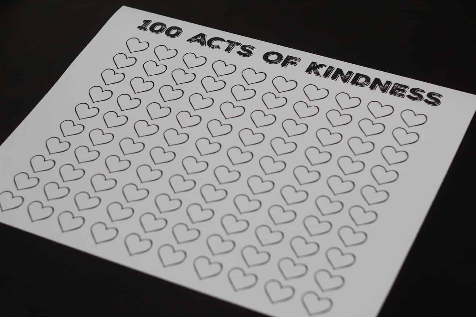 100 Acts Of Kindness Free Printable Countdown Poster - Toddler regarding 100 Acts of Kindness Chart Printable Free
