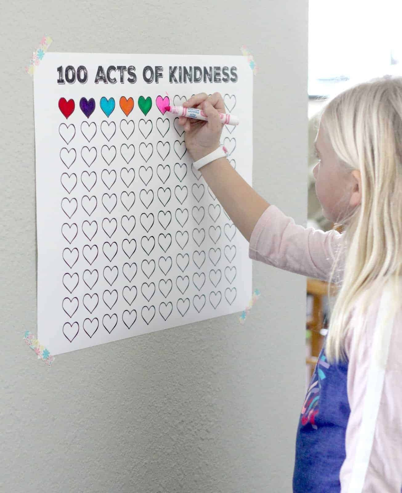 100 Acts Of Kindness Free Printable Countdown Poster - Toddler throughout 100 Acts of Kindness Chart Printable Free
