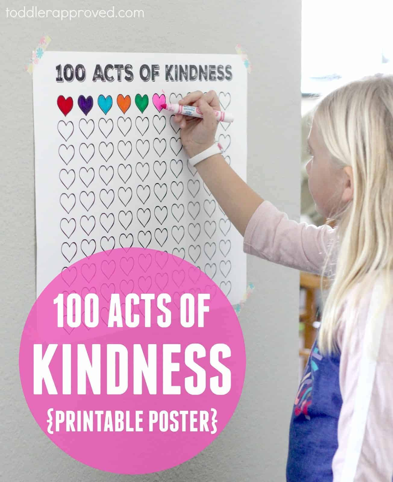 100 Acts Of Kindness Free Printable Countdown Poster - Toddler with regard to 100 Acts Of Kindness Chart Printable Free