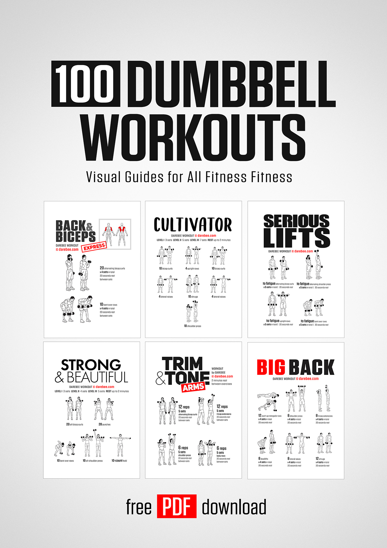 100 Dumbbell Workouts Paperbackdarebee in Dumbbell Exercise Chart Printable Free