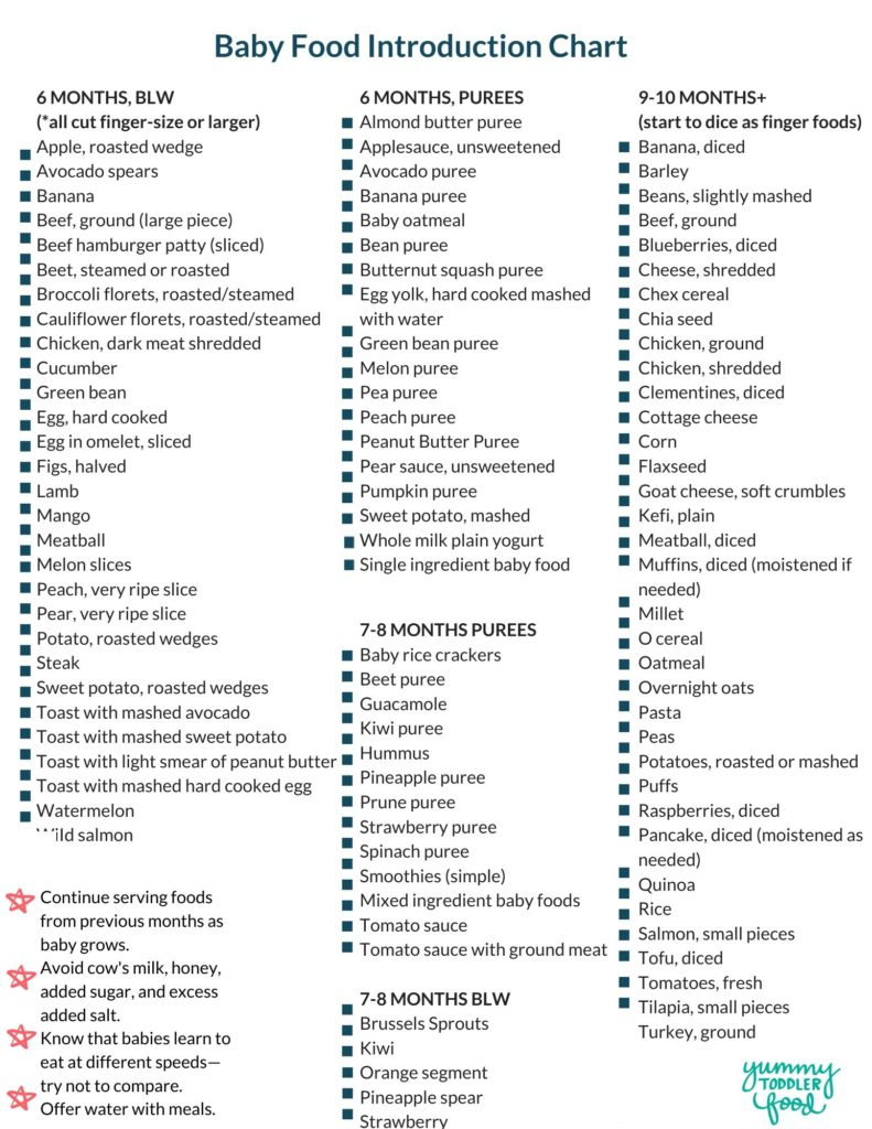 100 First Baby Foods Clearance for Baby First Food Chart Printable Free