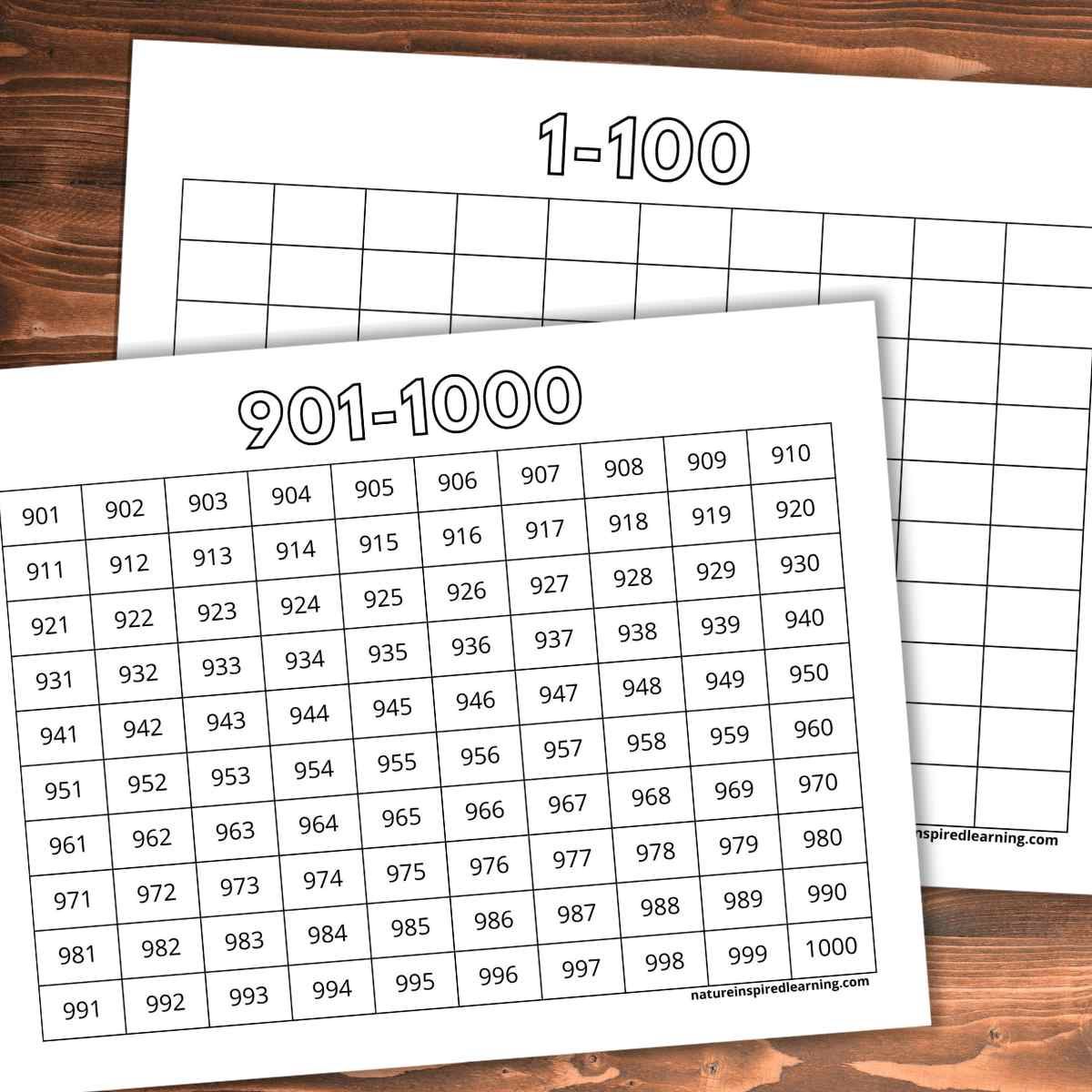 1,000 Number Charts - Nature Inspired Learning within 1 1000 Number Chart Printable