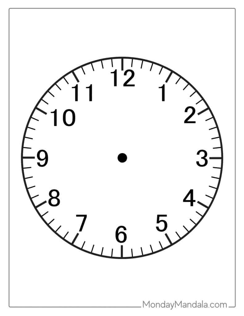 14 Printable Clock Faces (Free Pdfs To Download &amp;amp; Print) for Free Printable Analog Clock
