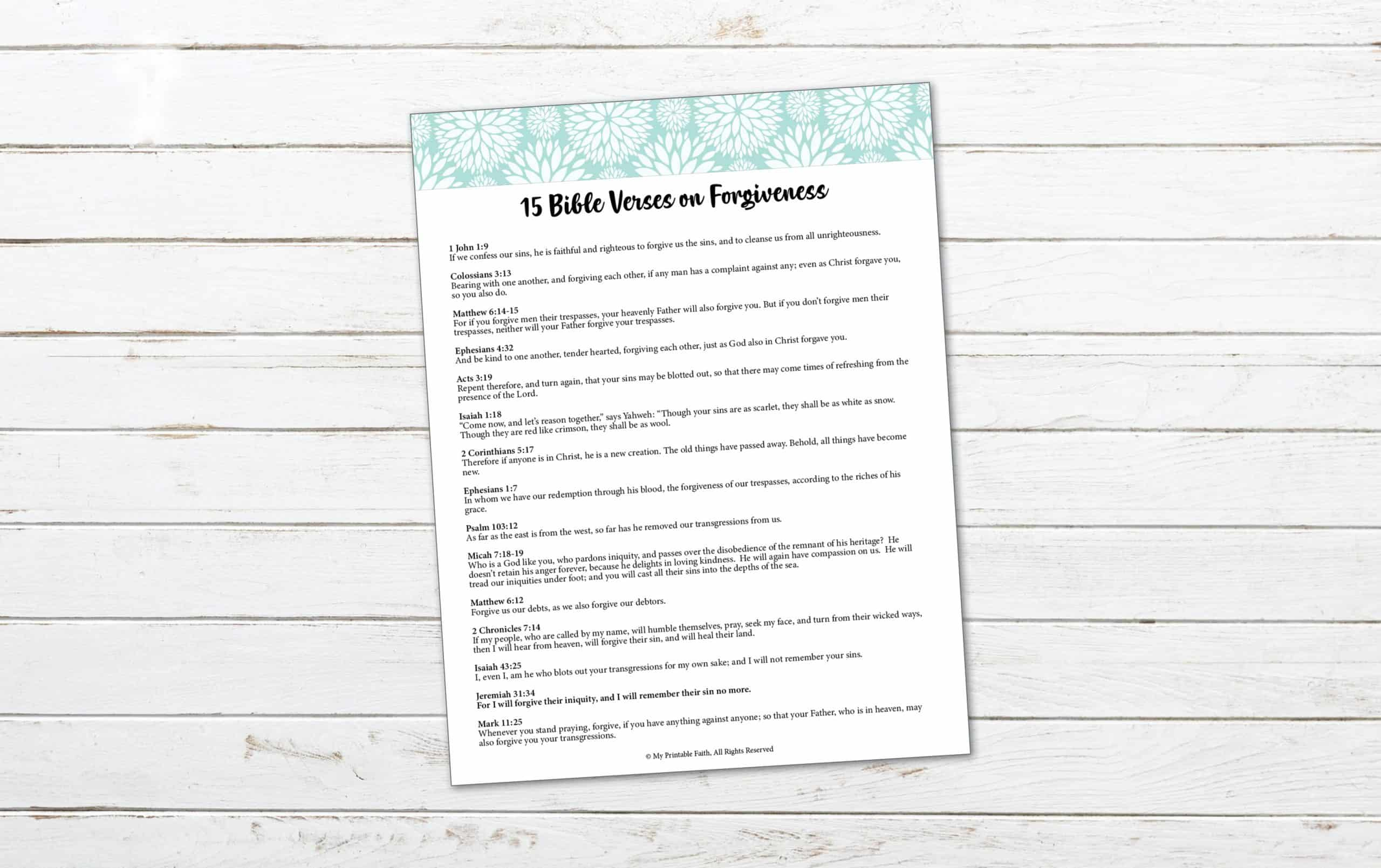 15 Bible Verses On Forgiveness - My Printable Faith with regard to Free Printable Bible Study On Forgiveness