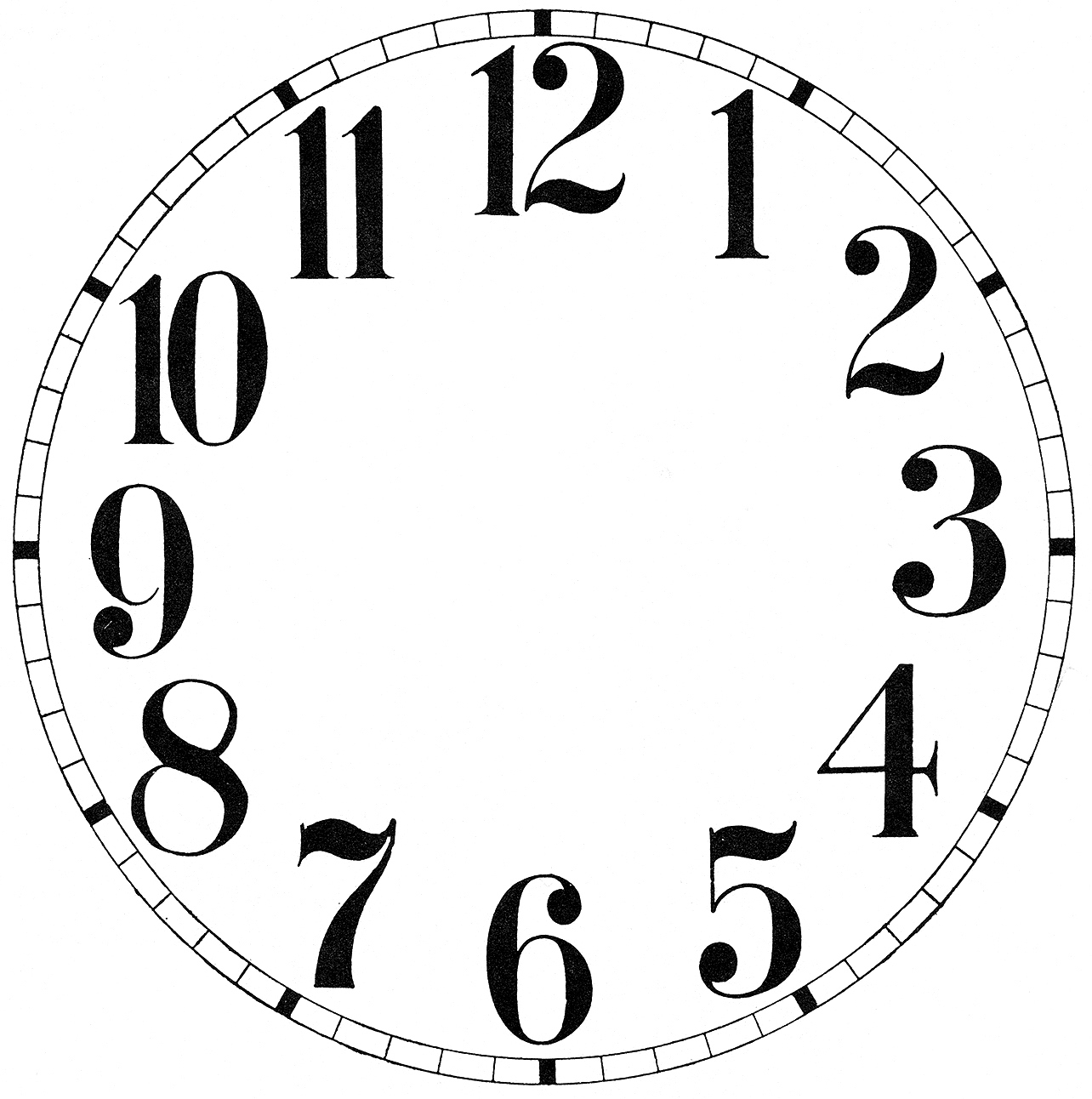 16 Clock Face Images - Print Your Own! - The Graphics Fairy throughout Free Printable Clock Faces