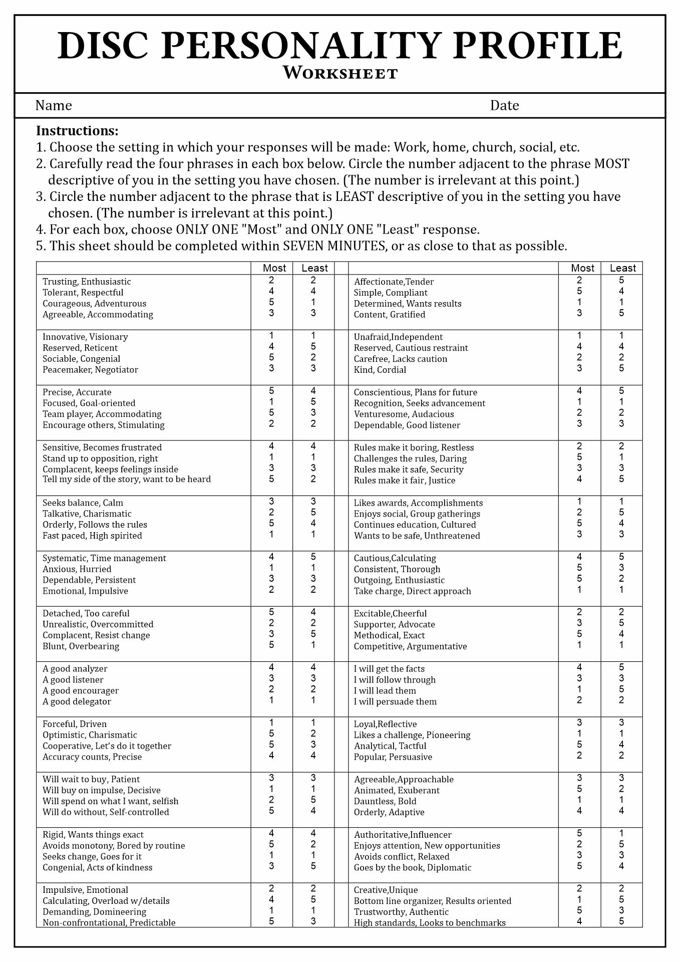 18 Personality Styles Assessment Worksheet - Worksheets Library for Free Printable Personality Tests For Employees