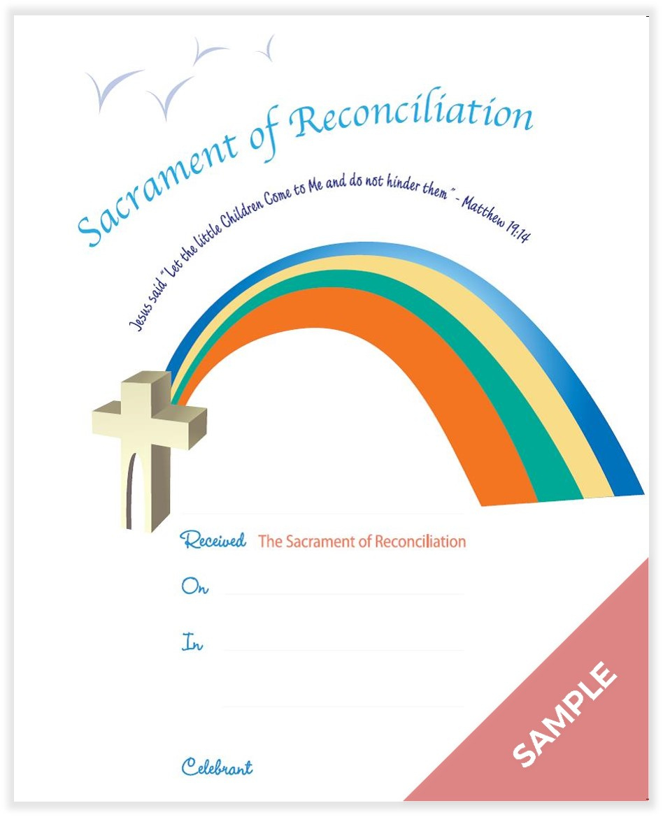 1St Confession / Reconciliation Certificate R25 regarding Free Printable Reconciliation Cards