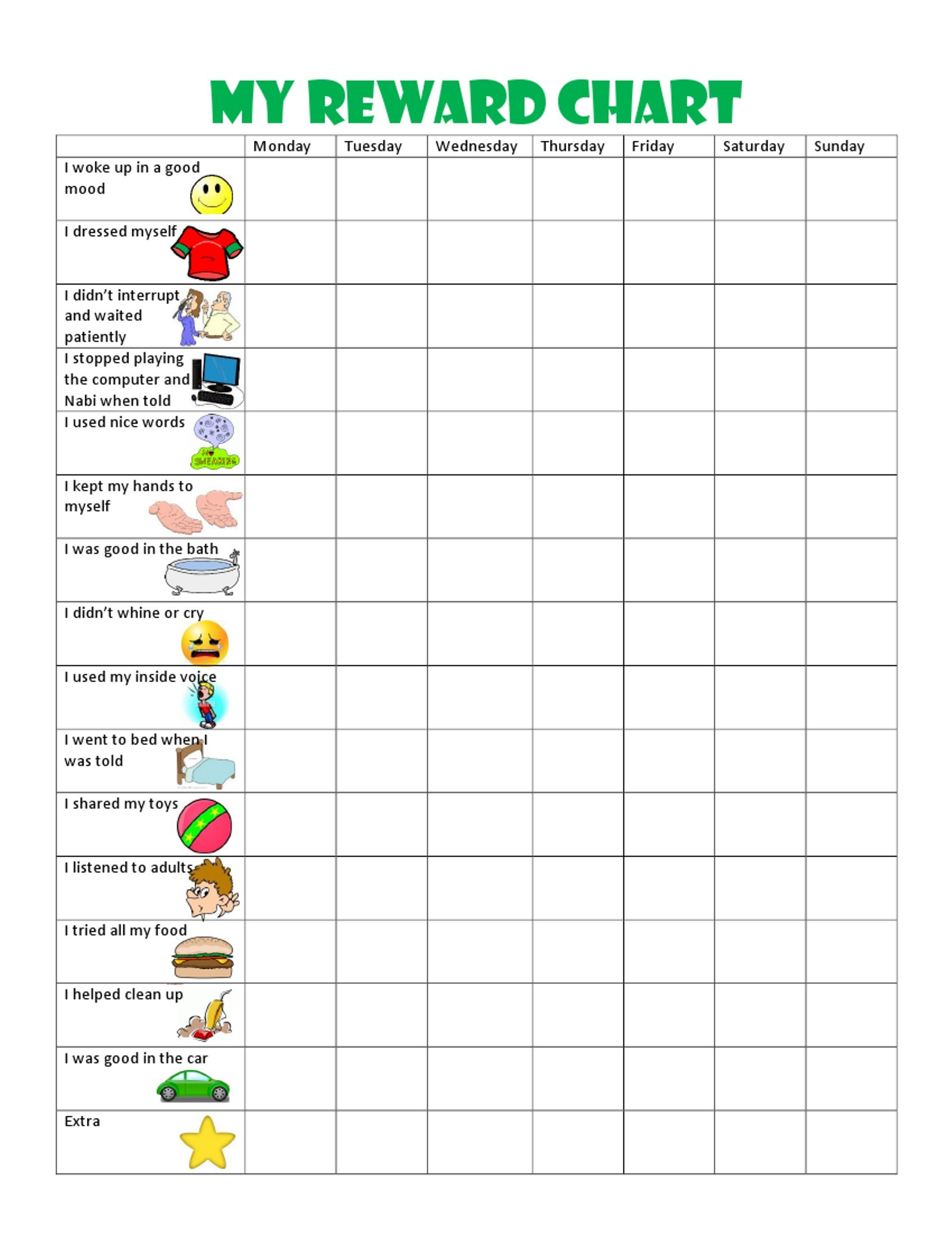 20 Behavior Chart Ideas | Behaviour Chart, Behavior, Charts For Kids regarding Behaviour Reward Chart Printable