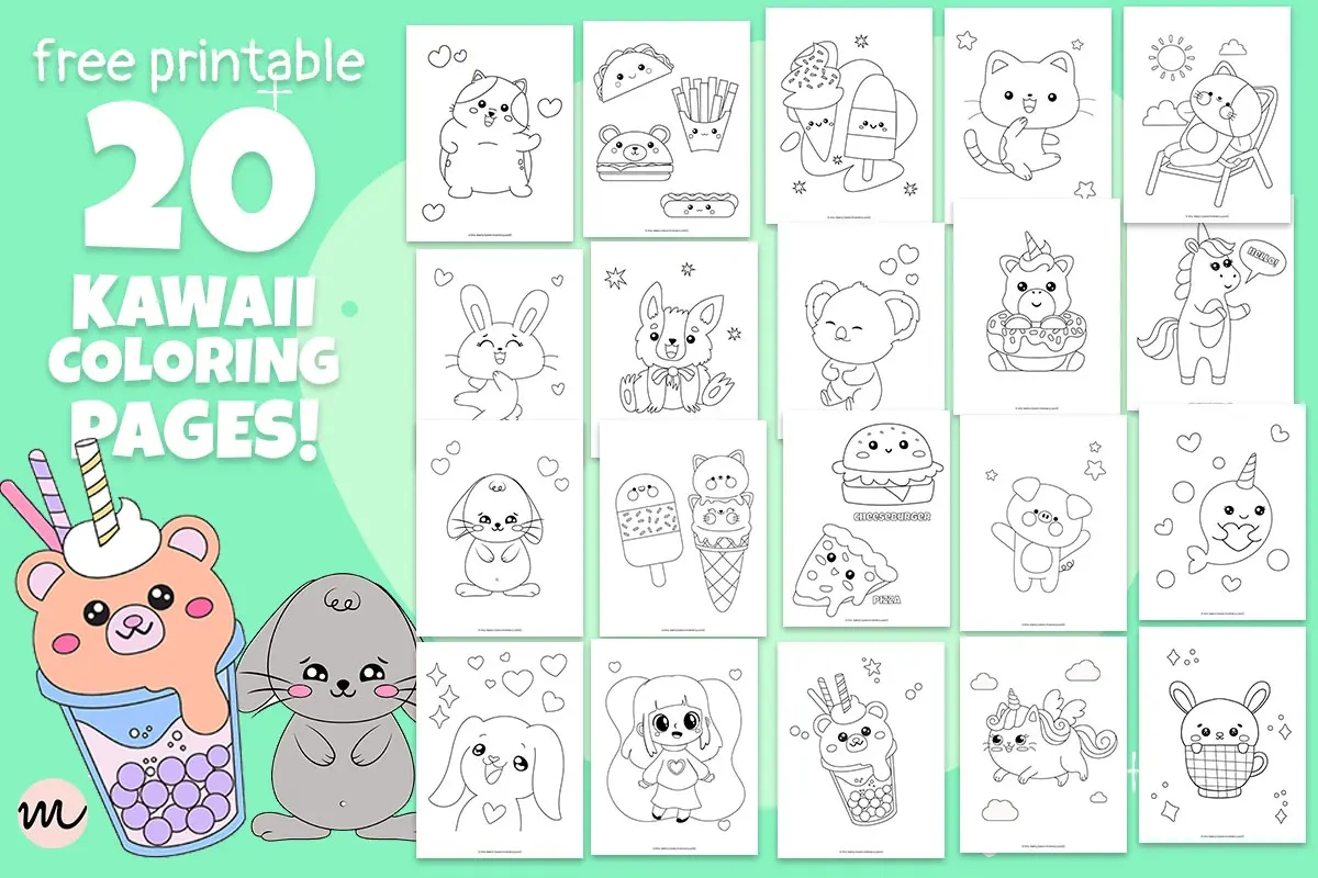 20 Cute Kawaii Coloring Pages Free Printable | Mrs. Merry intended for Free Kawaii Printables