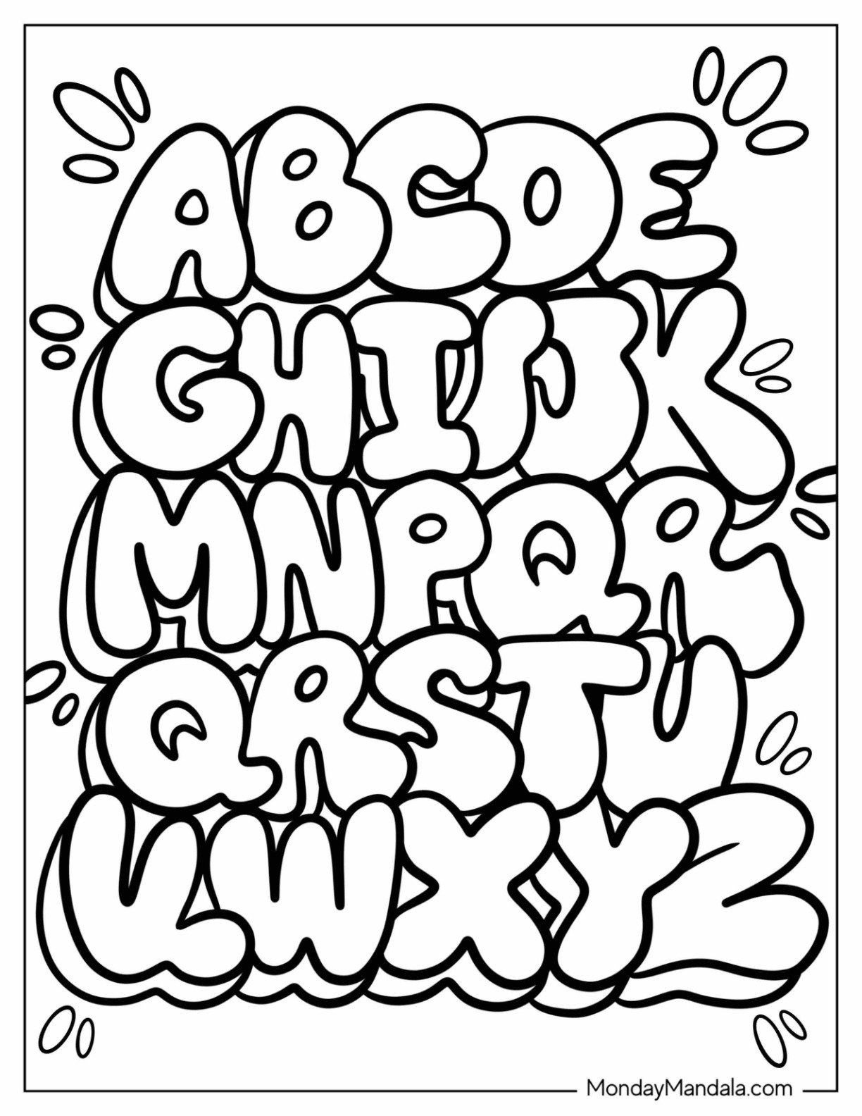 20 Graffiti Coloring Pages (Free Pdf Printables) inside Free Printable Graffiti Alphabet Letters