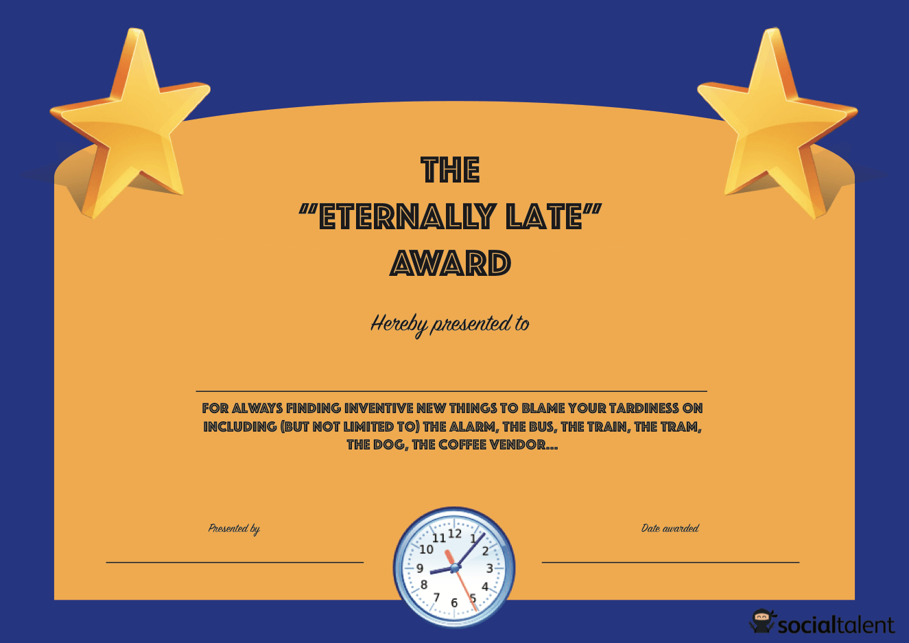 20 Hilarious Office Awards To Embarrass Your Colleagues | Socialtalent for Funny Awards For Employees Free Printables