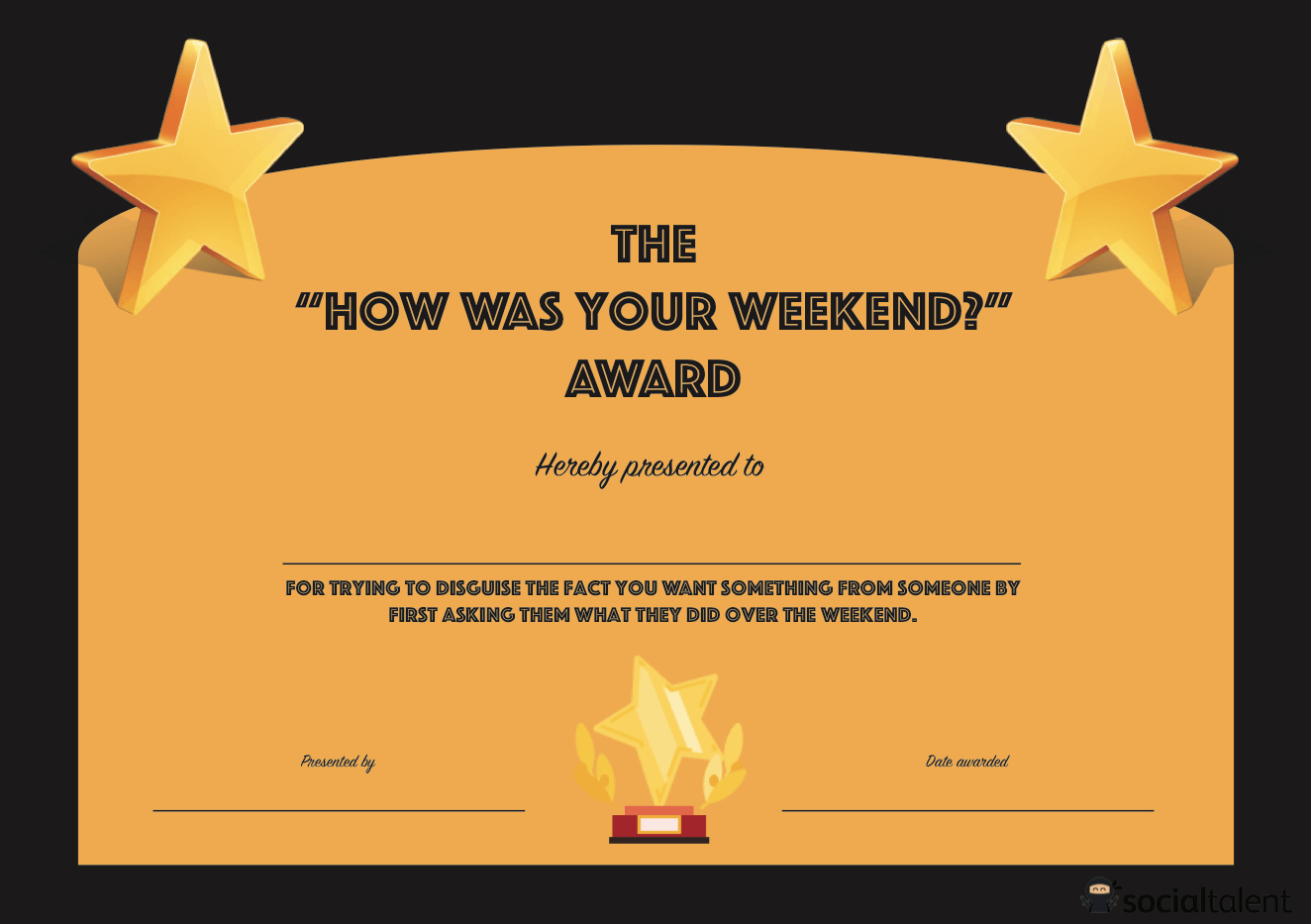 20 Hilarious Office Awards To Embarrass Your Colleagues | Socialtalent with Funny Awards For Employees Free Printables