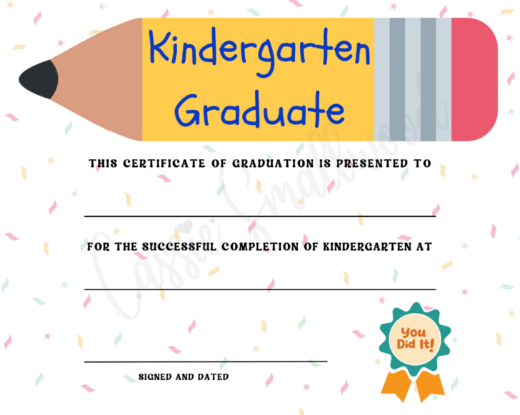 Kindergarten Graduation Certificate Free Printable