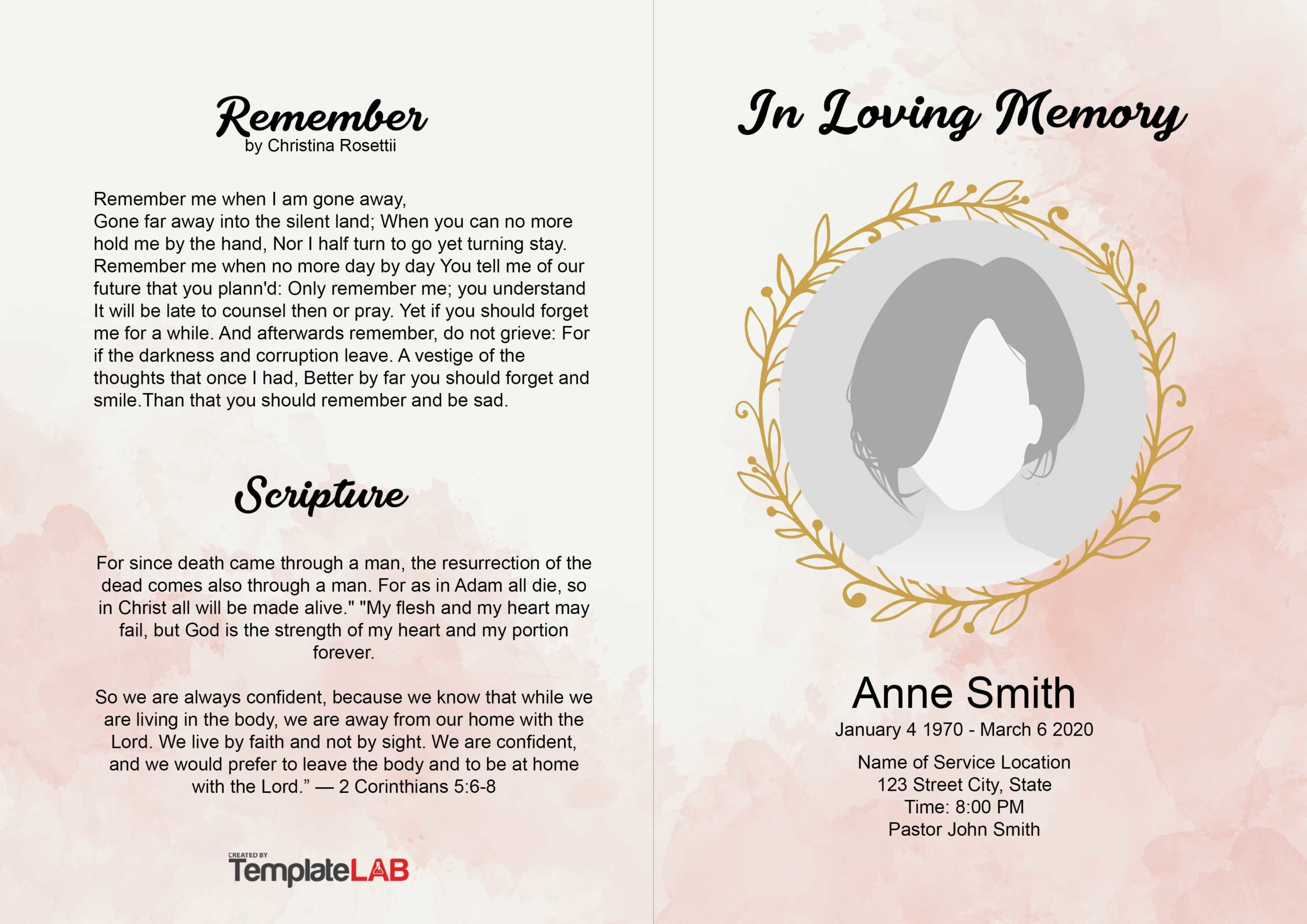 22 Free Funeral Program Templates (Word, Photoshop, Powerpoint) with regard to Free Funeral Mass Booklet Template