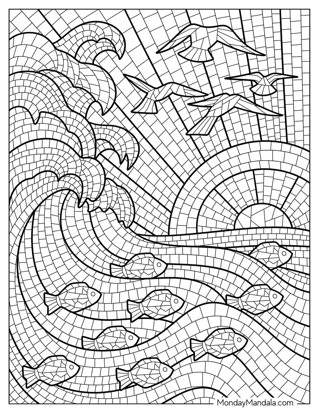 22 Mosaic Coloring Pages (Free Pdf Printables) pertaining to Paper Mosaic Patterns Printable