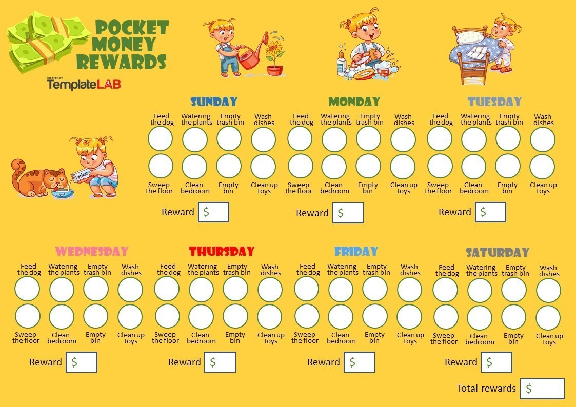 22 Printable Reward Charts For Kids (Pdf, Excel &amp;amp; Word) within Pocket Money Reward Chart Printable