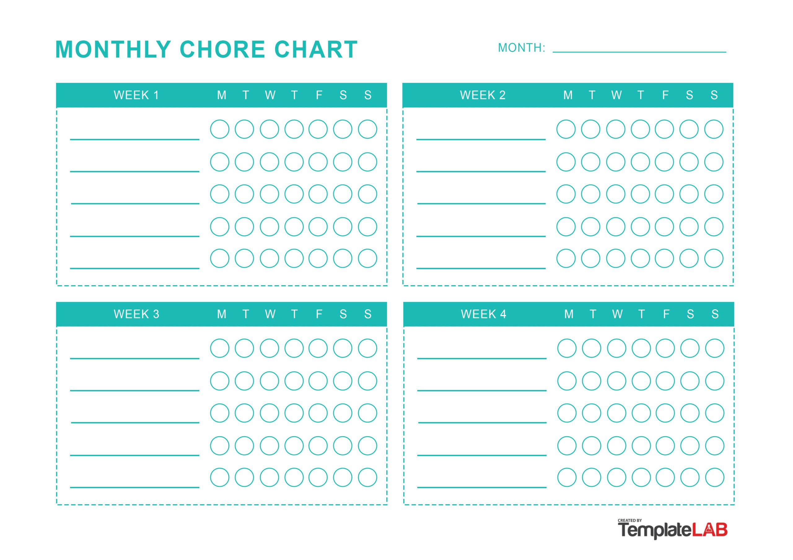 23 Free Chore Chart Templates For Kids ᐅ Templatelab inside Monthly Chore Chart Printable