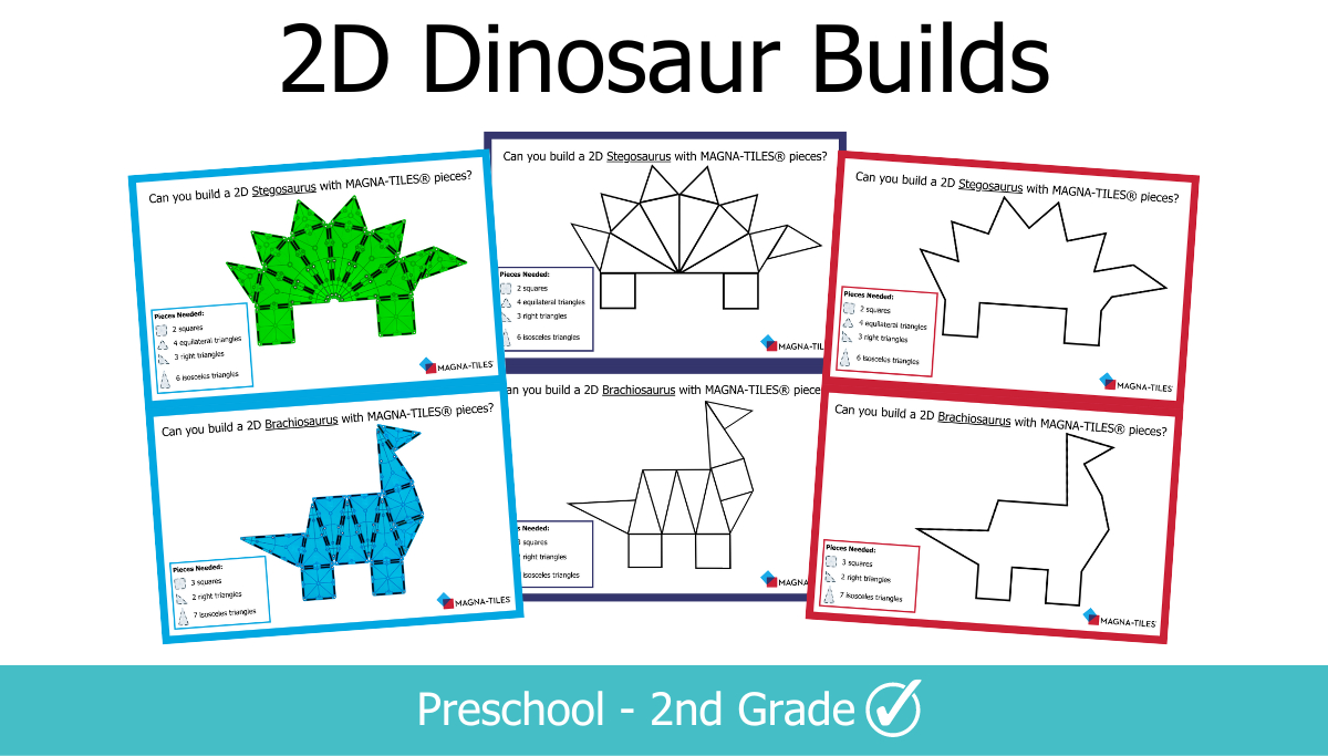 2D Dinosaur Builds - Magna-Tiles® intended for Free Magnetic Tile Printables