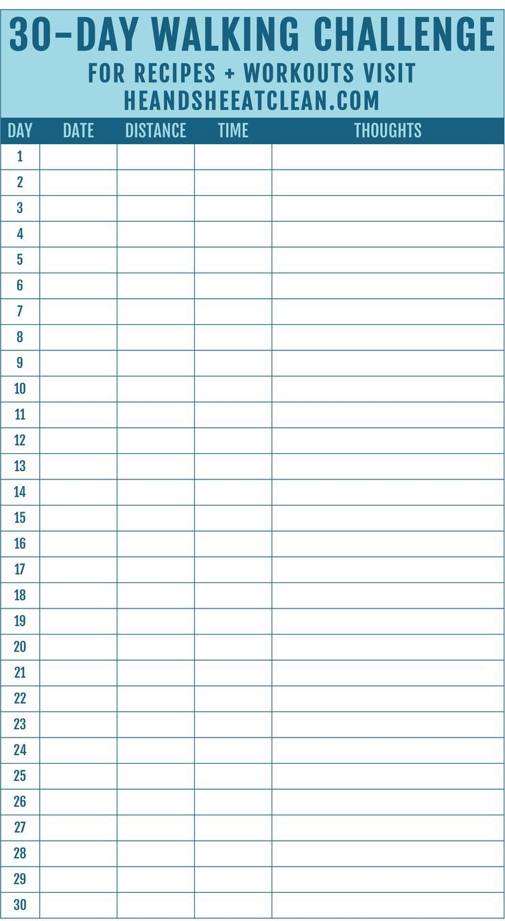 30-Day Walking Challenge With Printable Tracking Chart within Walking Chart Printable